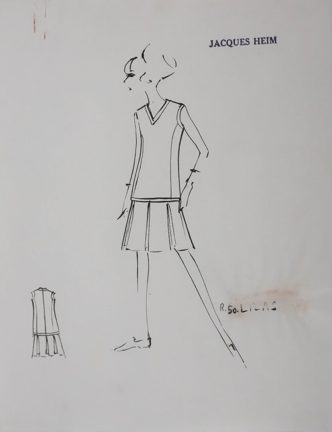 Jacques HEIM : Robe Lilas, Dessin original signé
