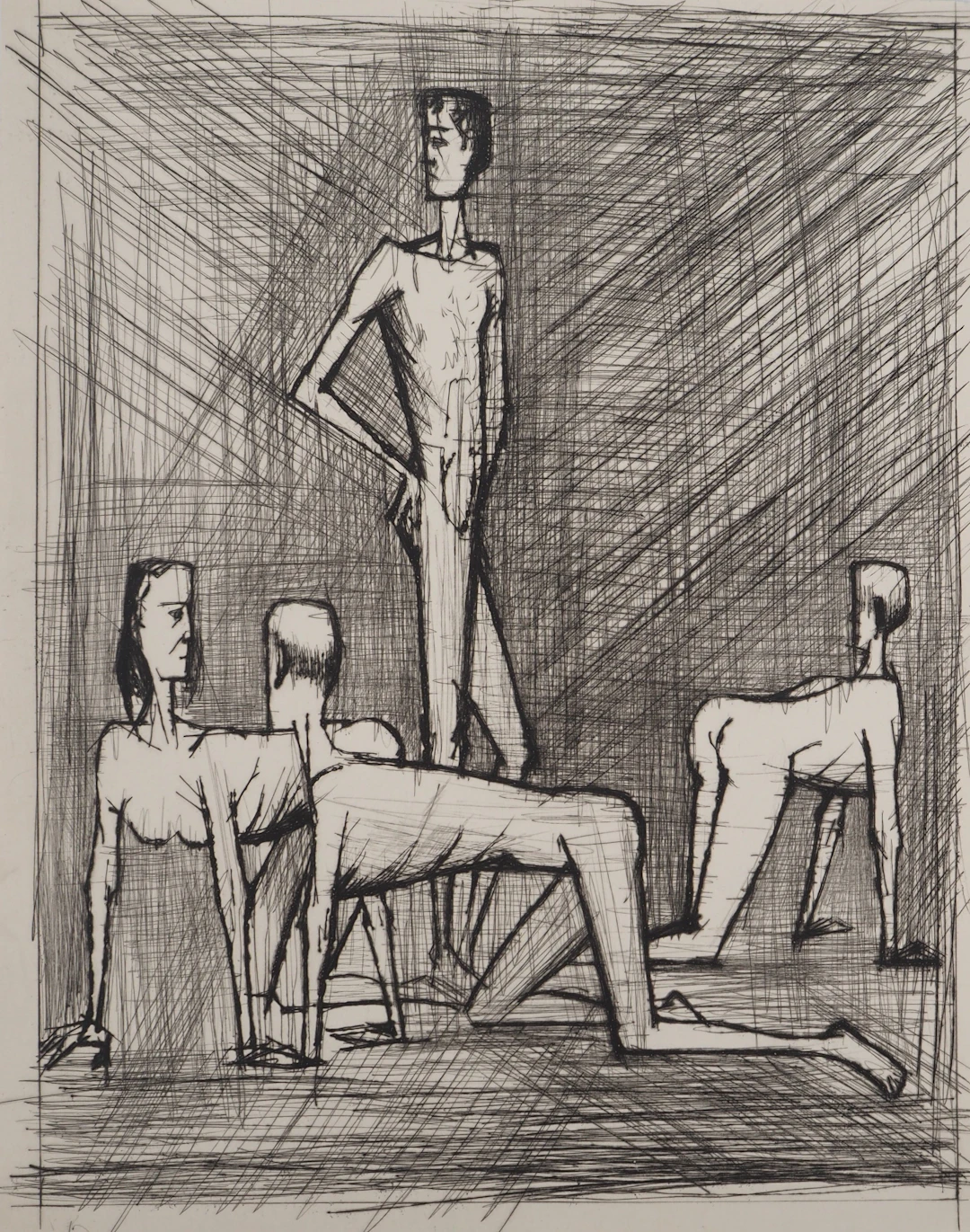 Bernard BUFFET : Les hommes de la Lune, Gravure originale