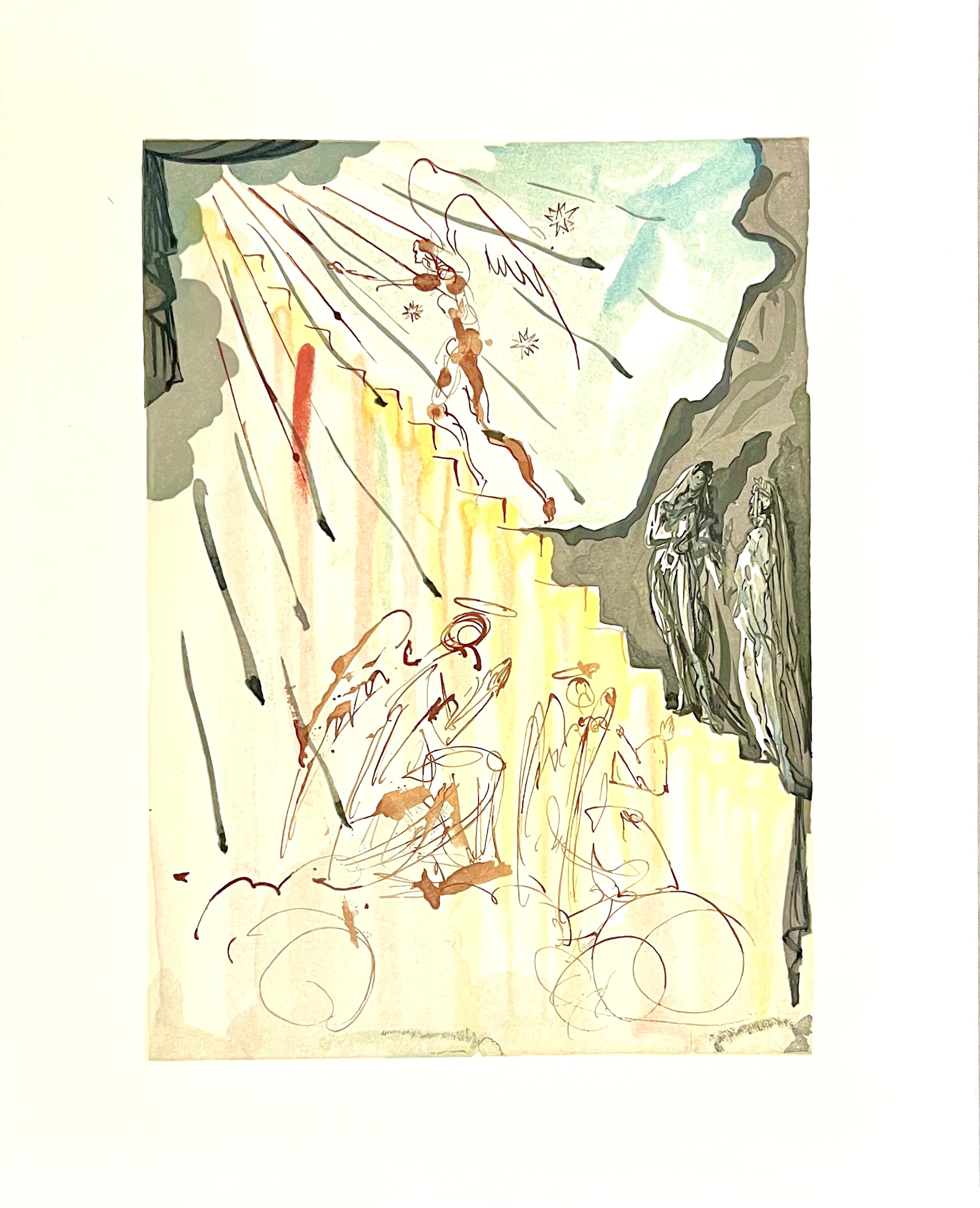 Salvador DALI - L’échelle mystique (Divine Comédie), 1960 - Bois original gravé