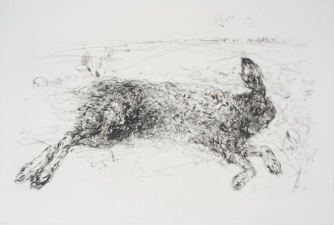 Yves Jean COMMERE : Lièvre - Gravure originale signée