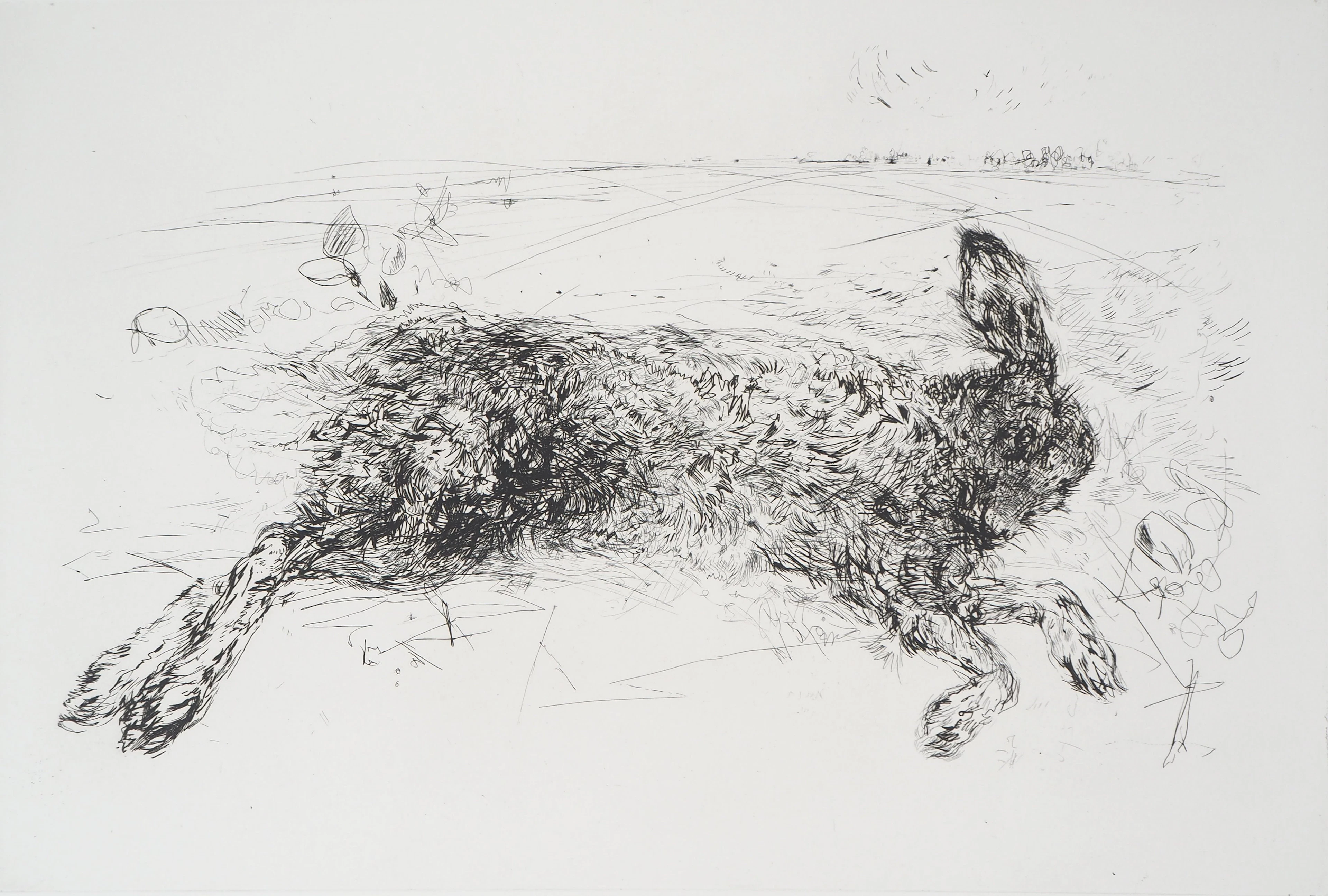 Yves Jean COMMERE : Lièvre - Gravure originale signée