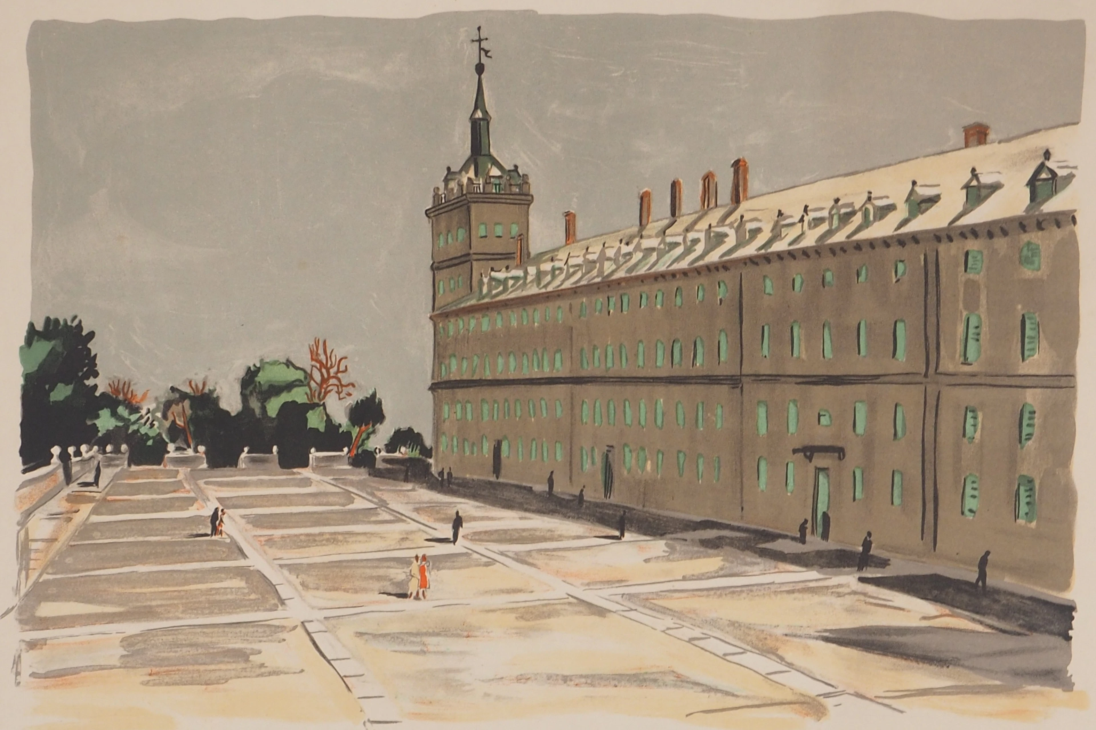 Yves BRAYER - Palais de l’Escorial - Lithographie signée