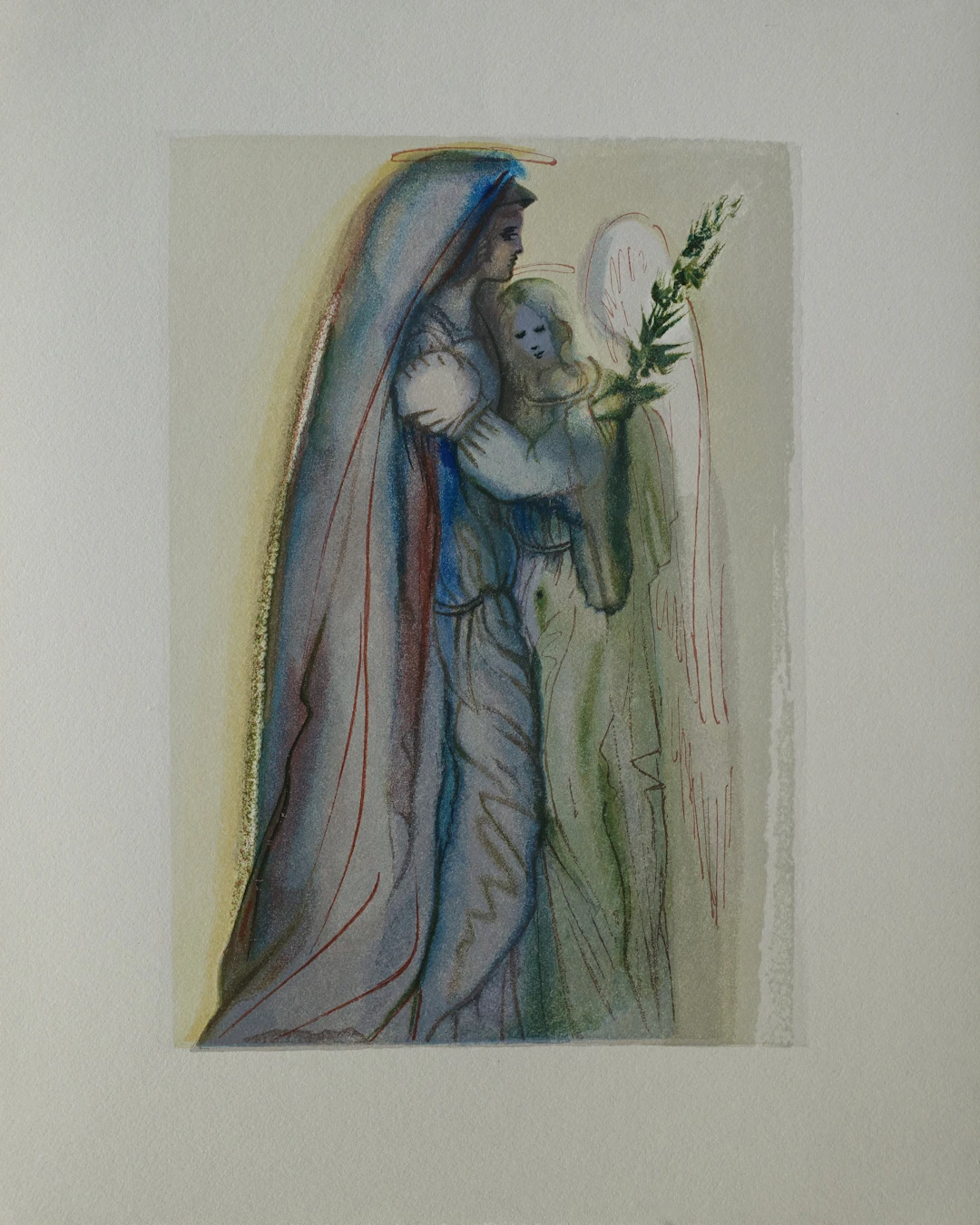 Salvador DALI : Le réconfort des anges, Bois gravé original