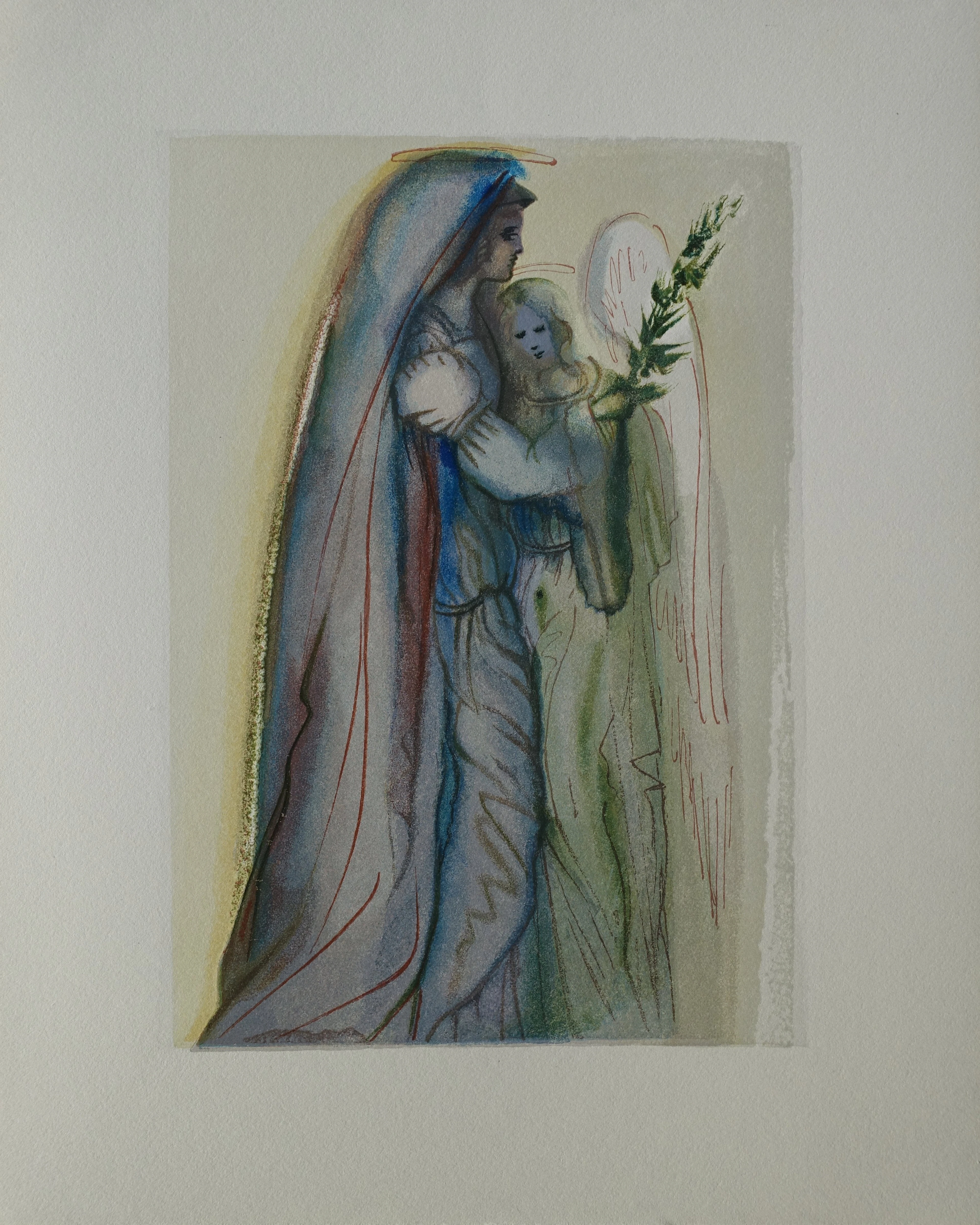 Salvador DALI : Le réconfort des anges, Bois gravé original