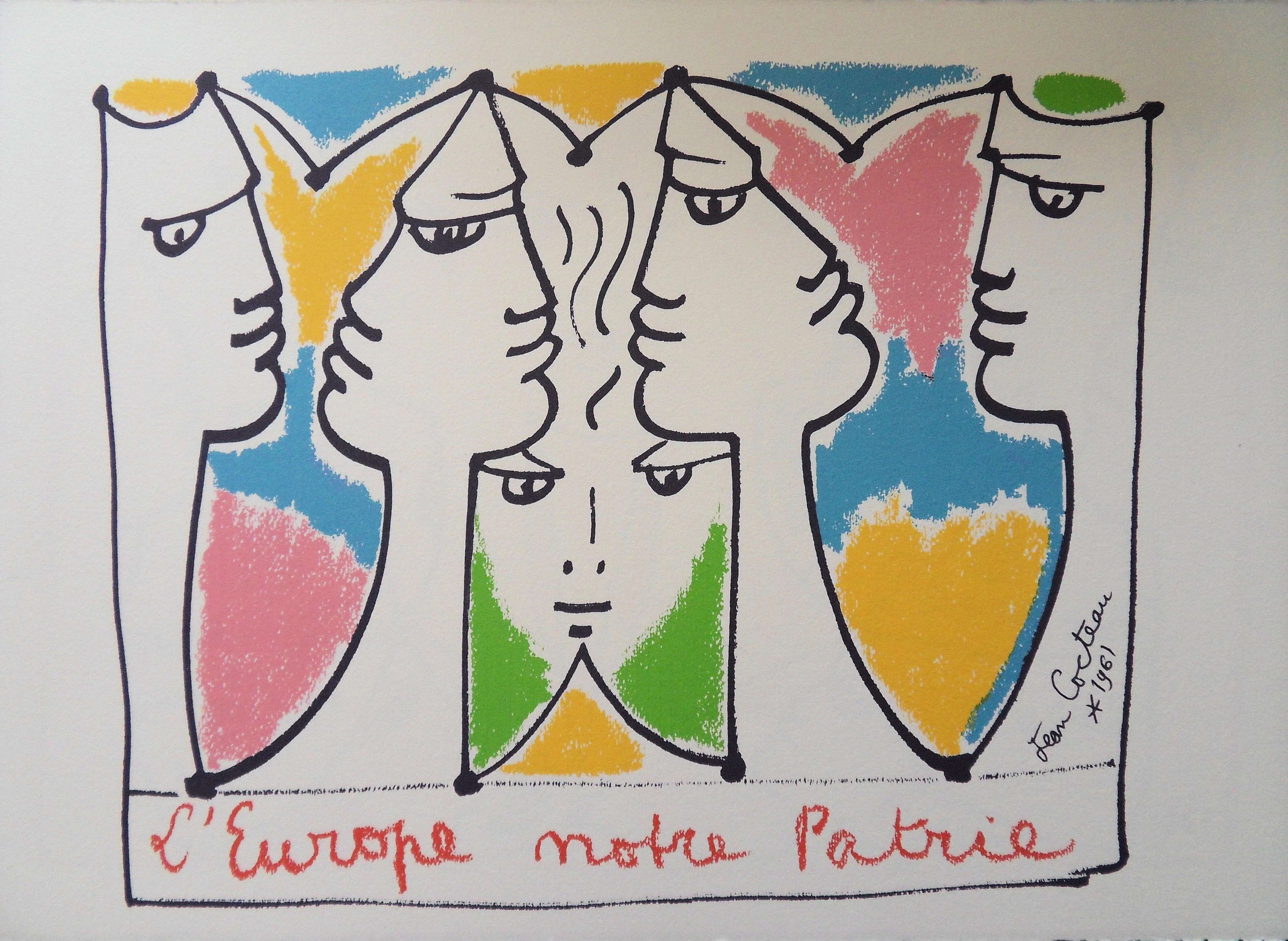 Jean COCTEAU : Europe - Tant de tensions, Lithographie signée