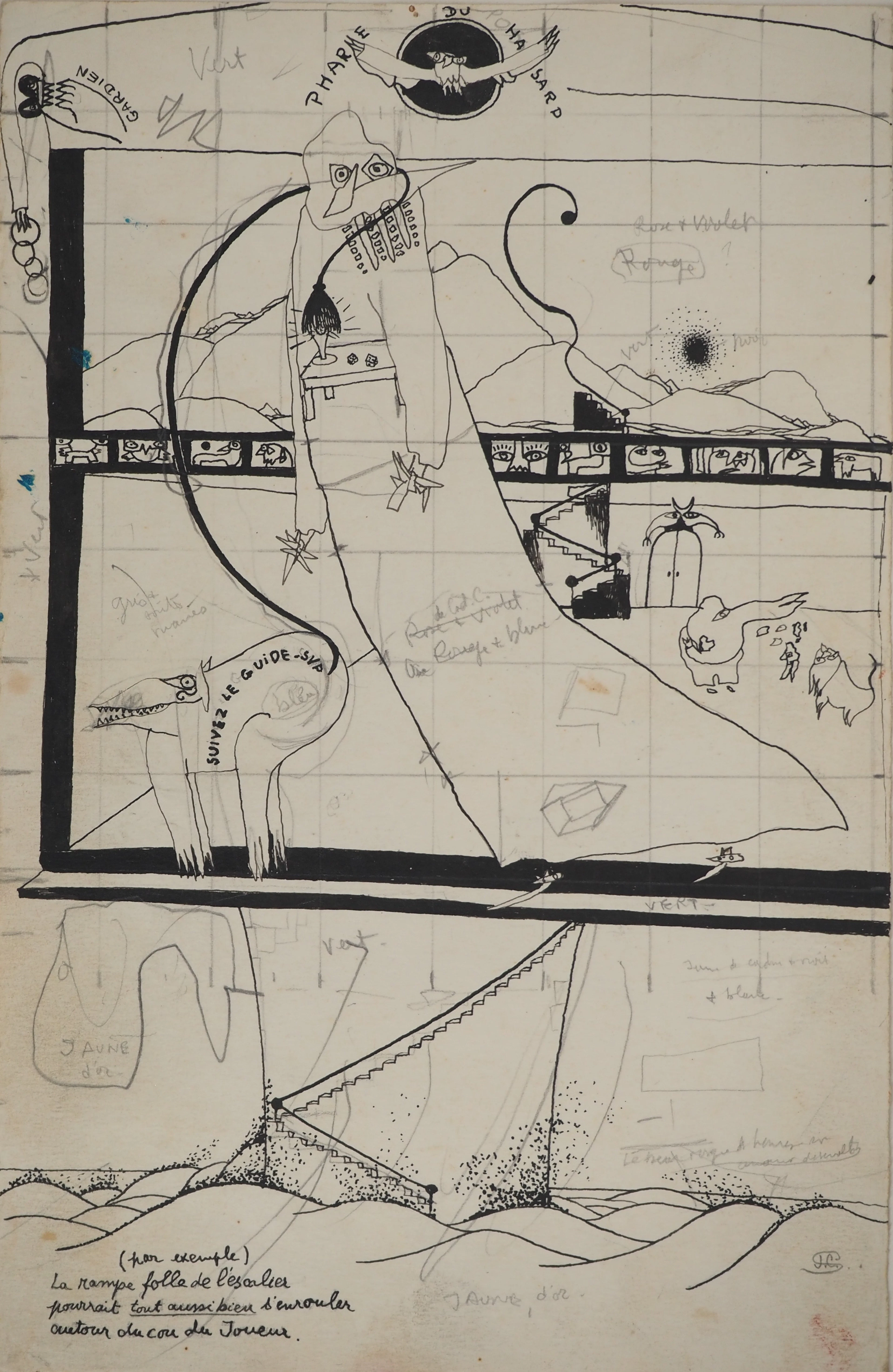 Jean-Claude SILBERMANN : Enseignes sournoises, Casino, Dessin original signé