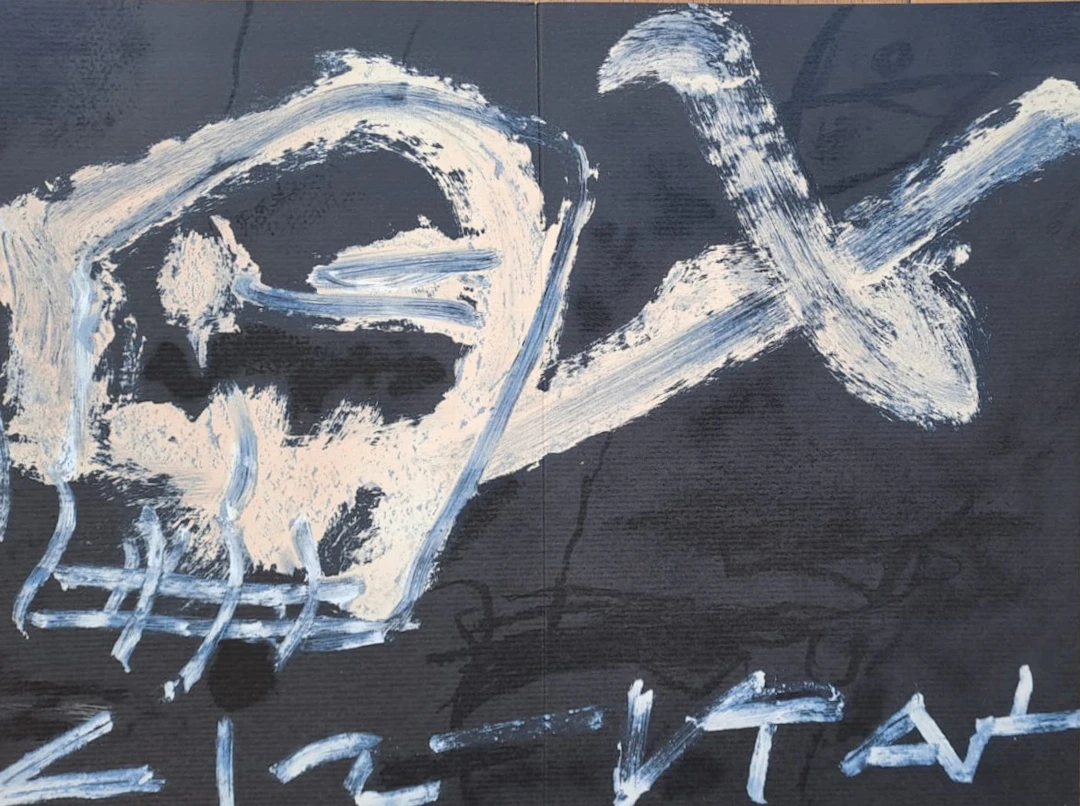 Antoni Tapiès - Crâne renversé, 1986 - Lithographie originale en couleur