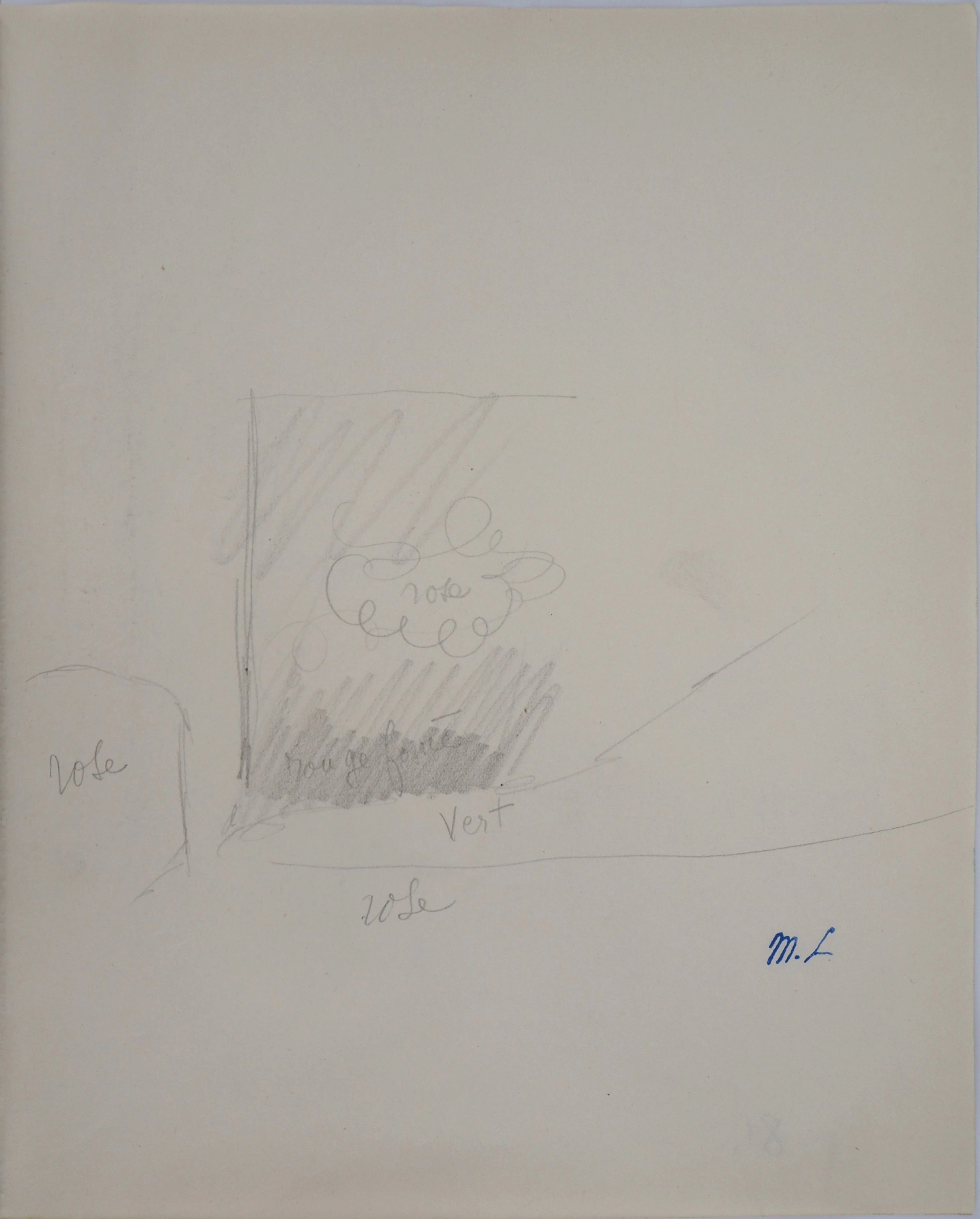 Marie LAURENCIN : Etude de coulissé, Dessin original signé