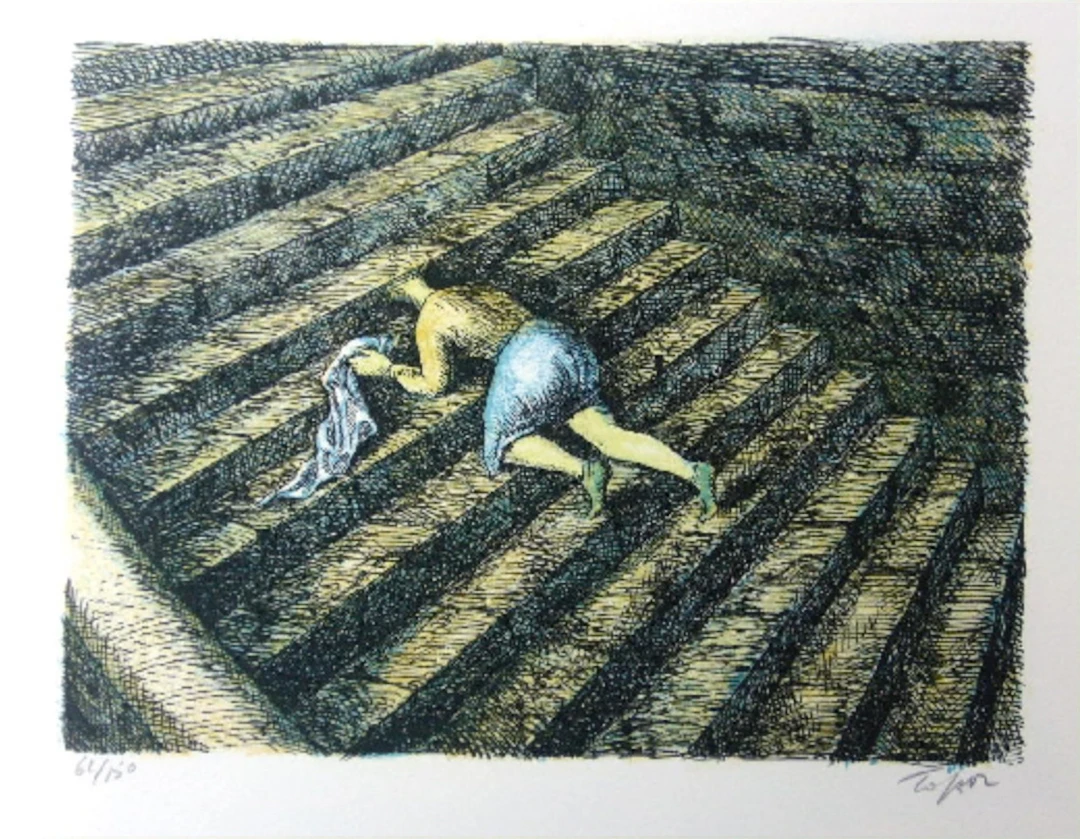 Roland Topor - L’escalier, 1973 - Lithographie