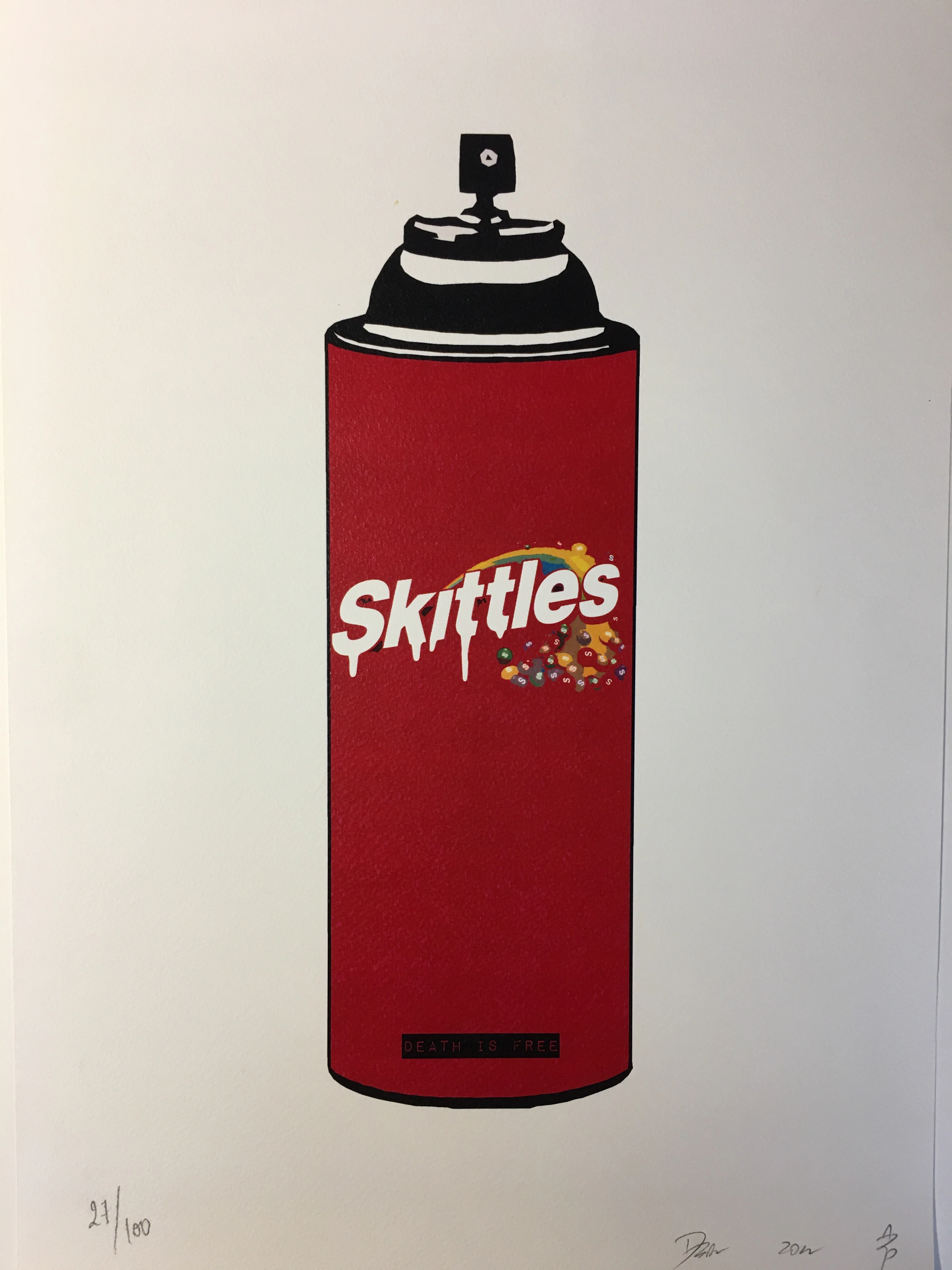 Death NYC - Skittles red spray, 2012 - Sérigraphie signée au crayon
