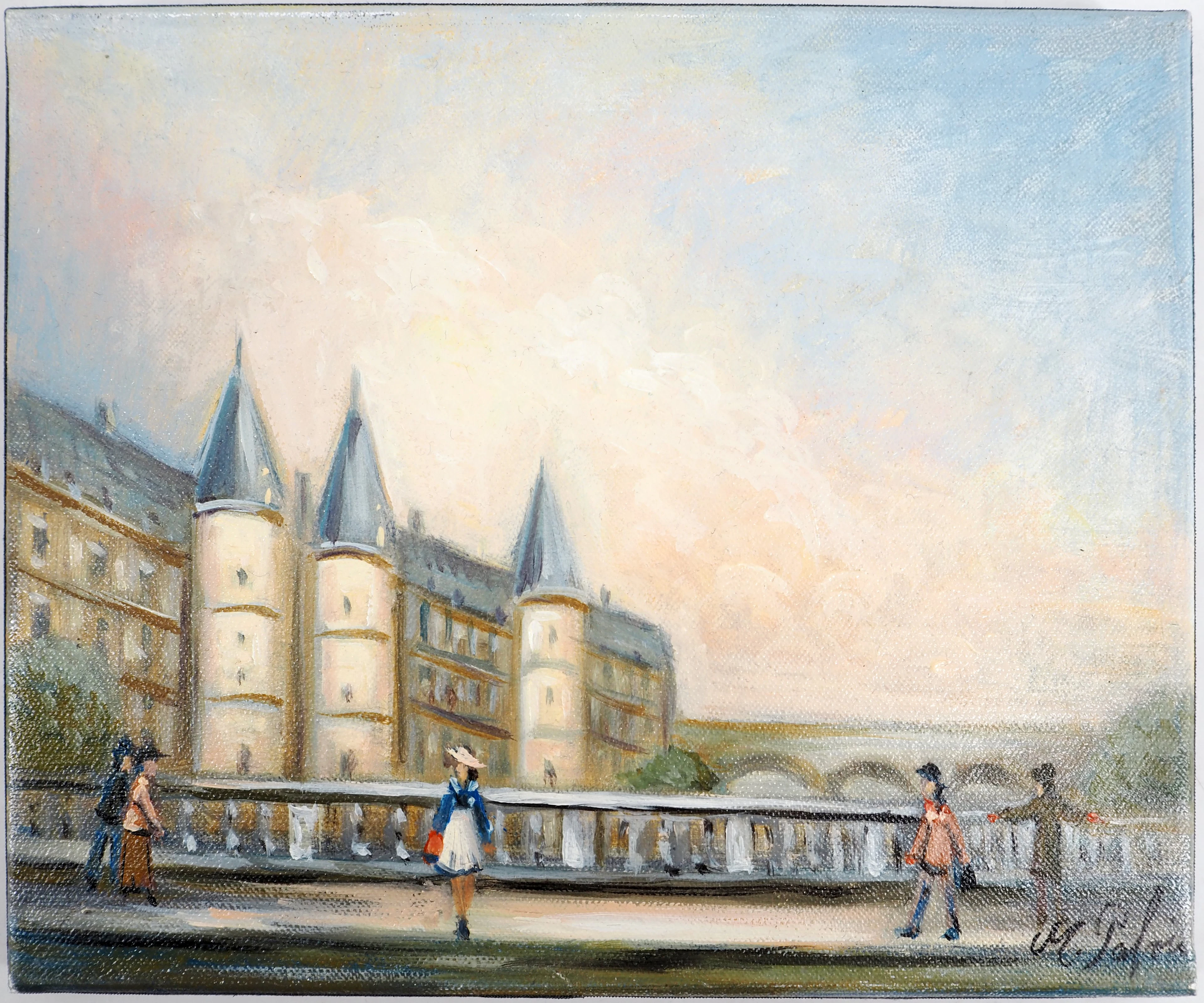 Michel PABOIS - Paris : pont vers la Conciergerie - Huile sur toile