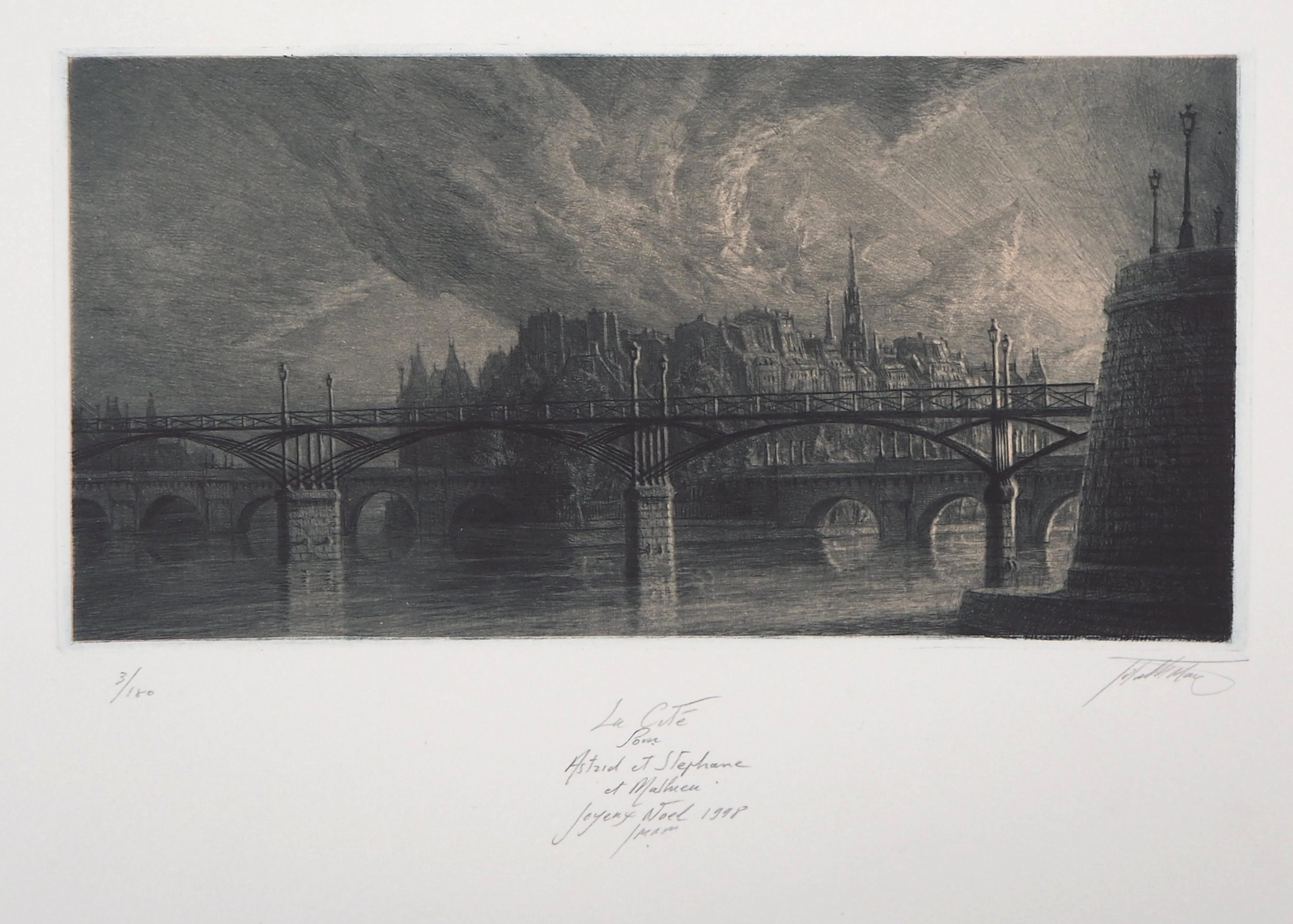 Jean Michel MATHIEUX-MARIE: Île de la Cité, Paris - Gravure originale