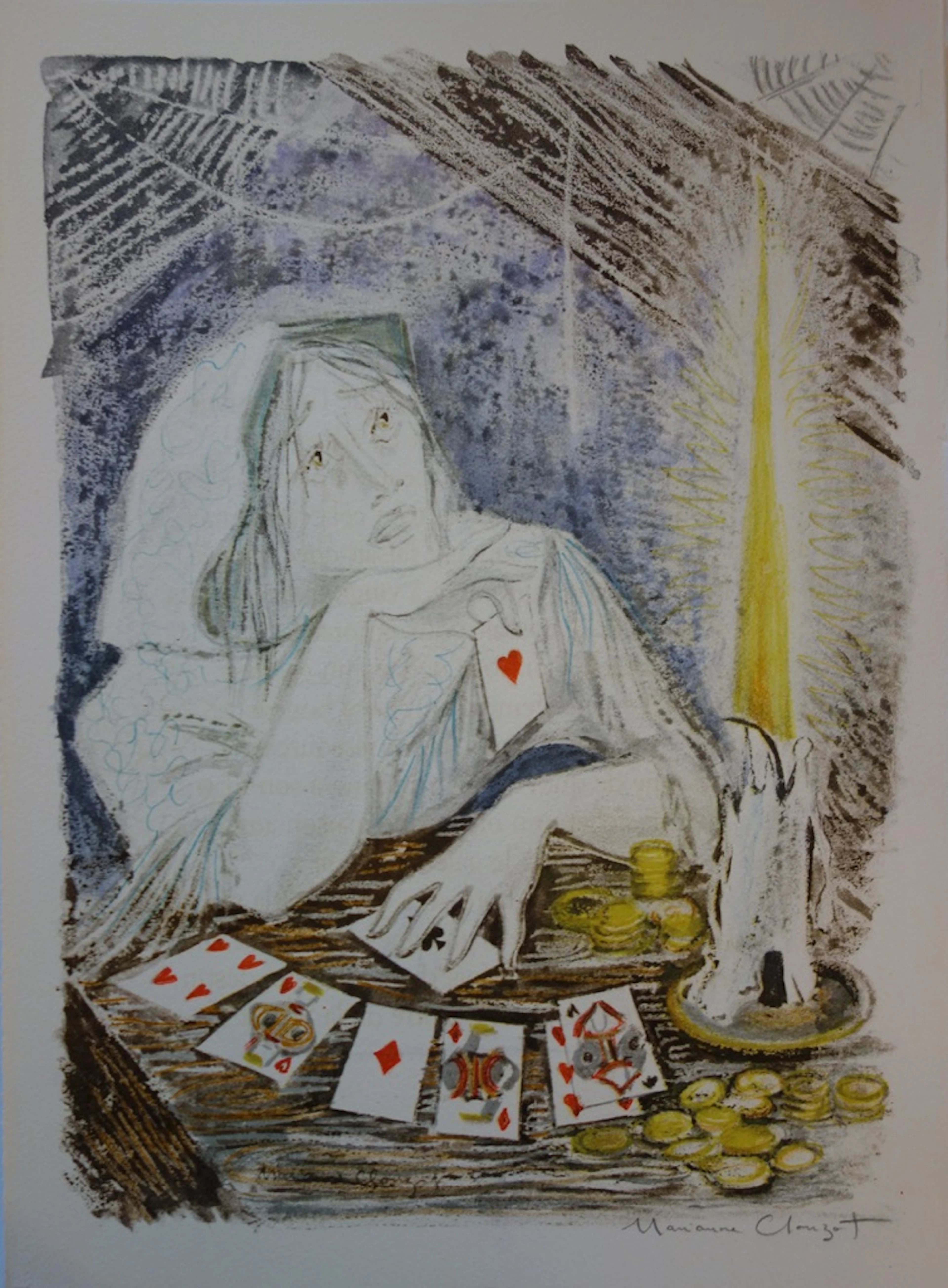 Marianne CLOUZOT - La voyante, Lithographie originale, signée