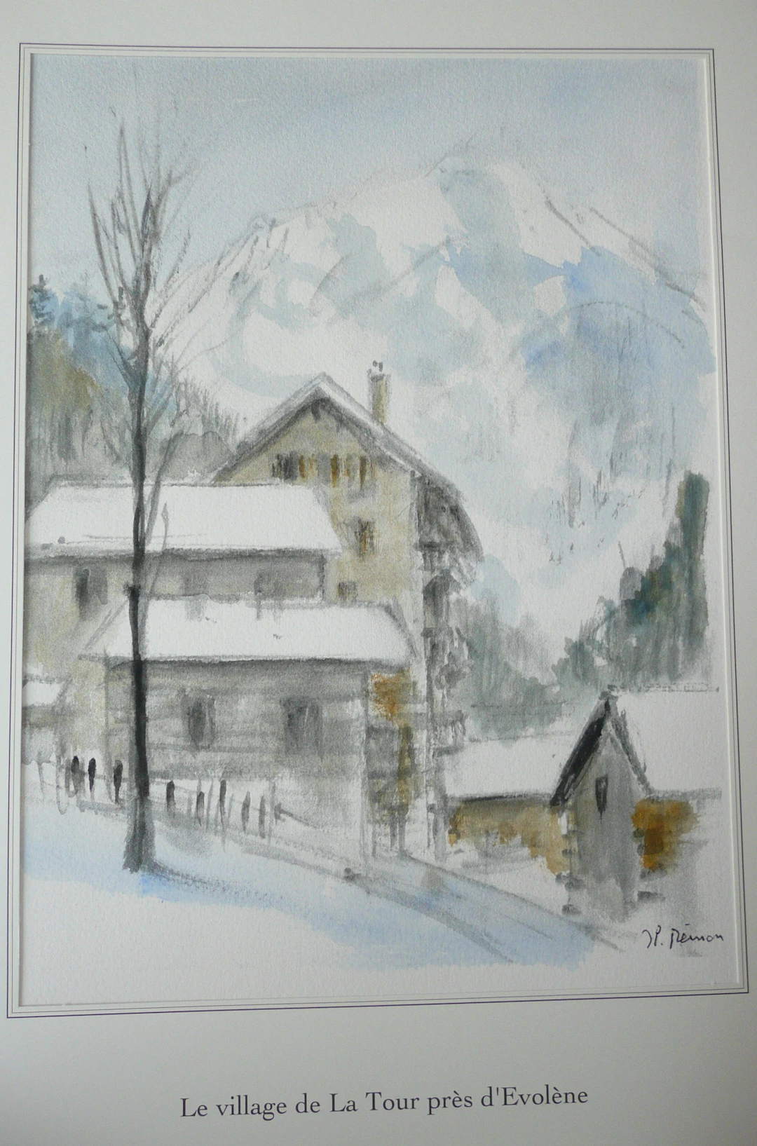 Jean Pierre REMON - Le village de la Tour près D’Evolène, 2008 - Aquarelle
