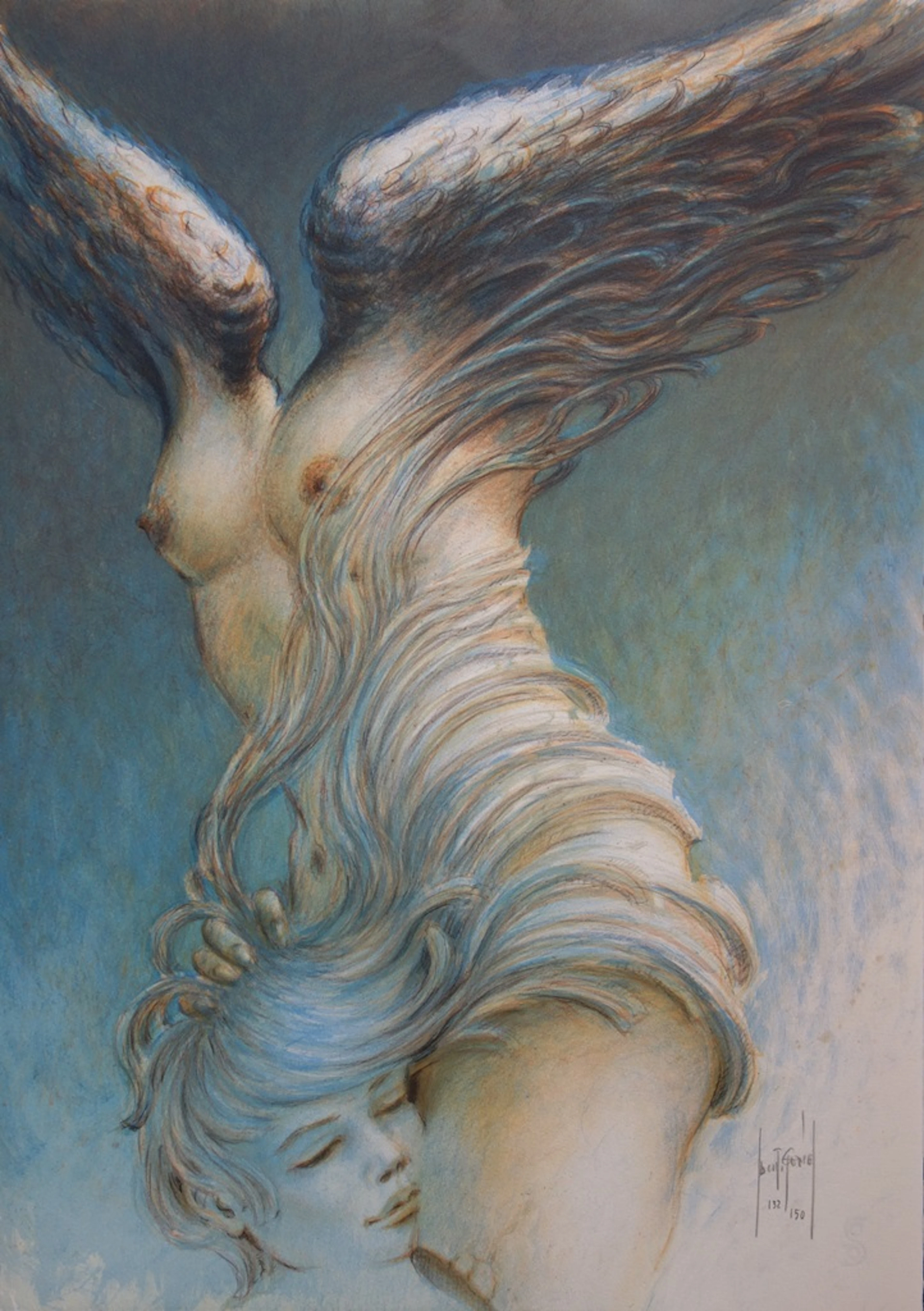 Francis de SAINT GENIES : Amour à Samothrace - Lithographie originale signée