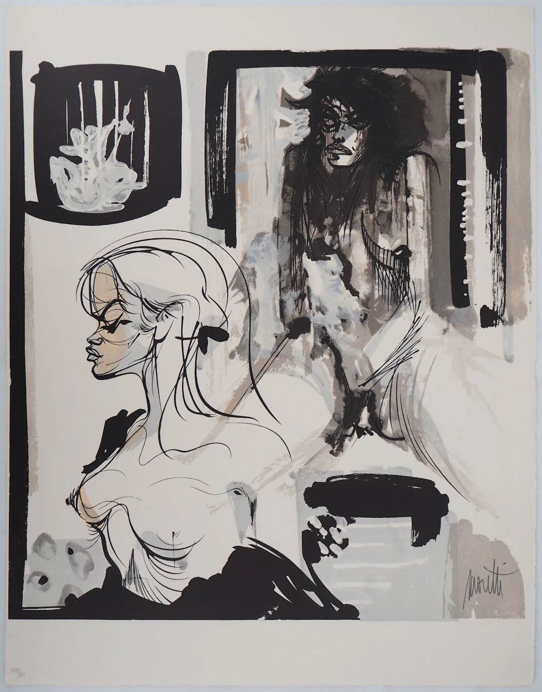 Raymond MORETTI - Les amants, 1974 - Lithographie originale signée