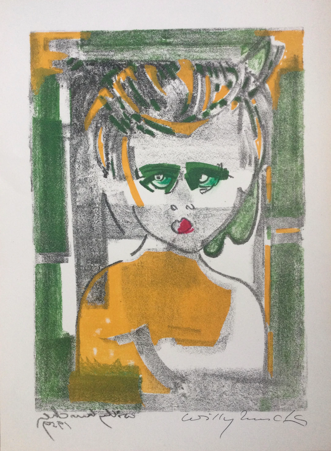 Willy MUCHA - Portrait , 1992 - Lithographie signée