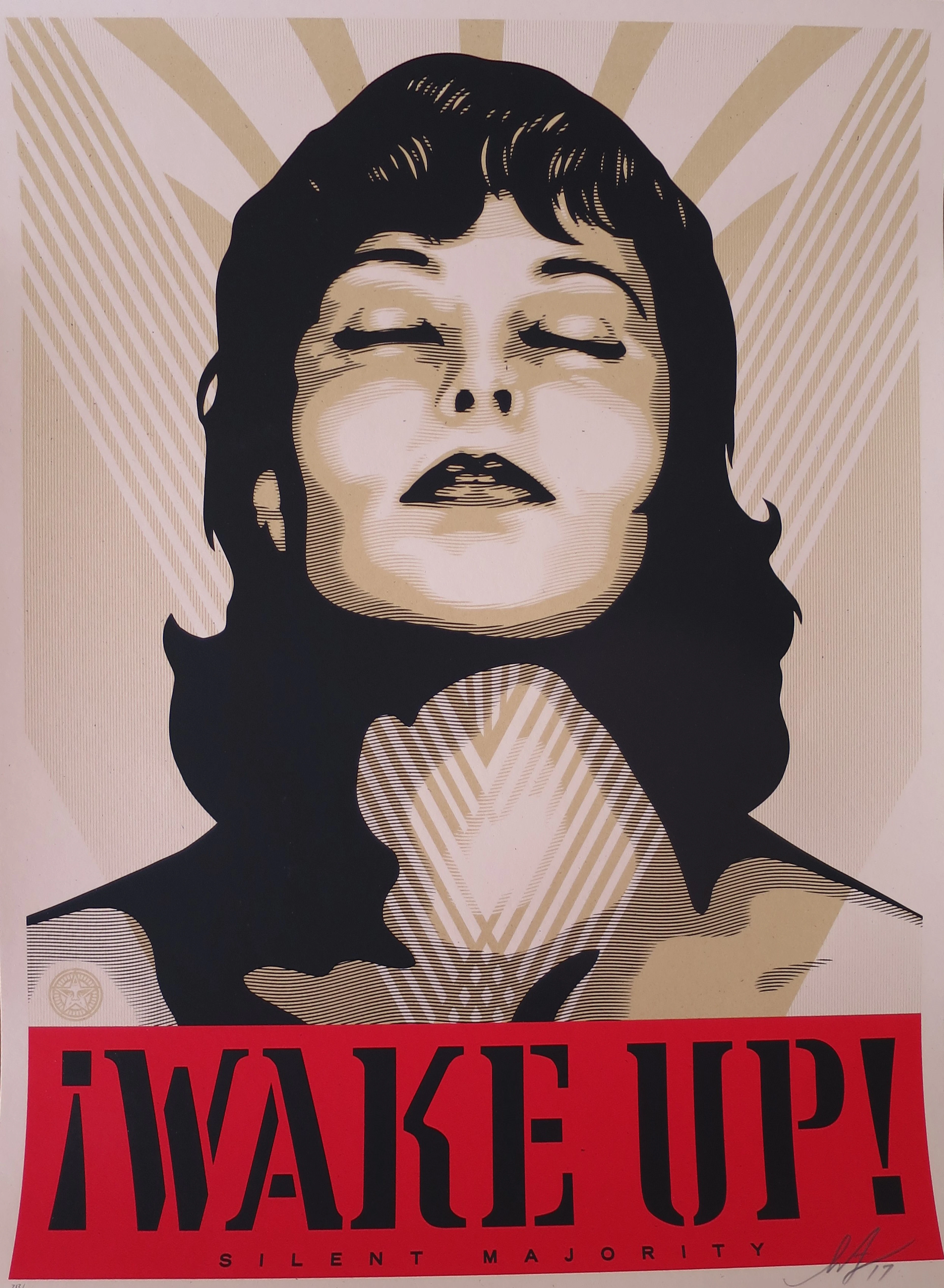 Shepard FAIREY (Obey) - Wake Up cream, 2017 - Sérigraphie signée au crayon