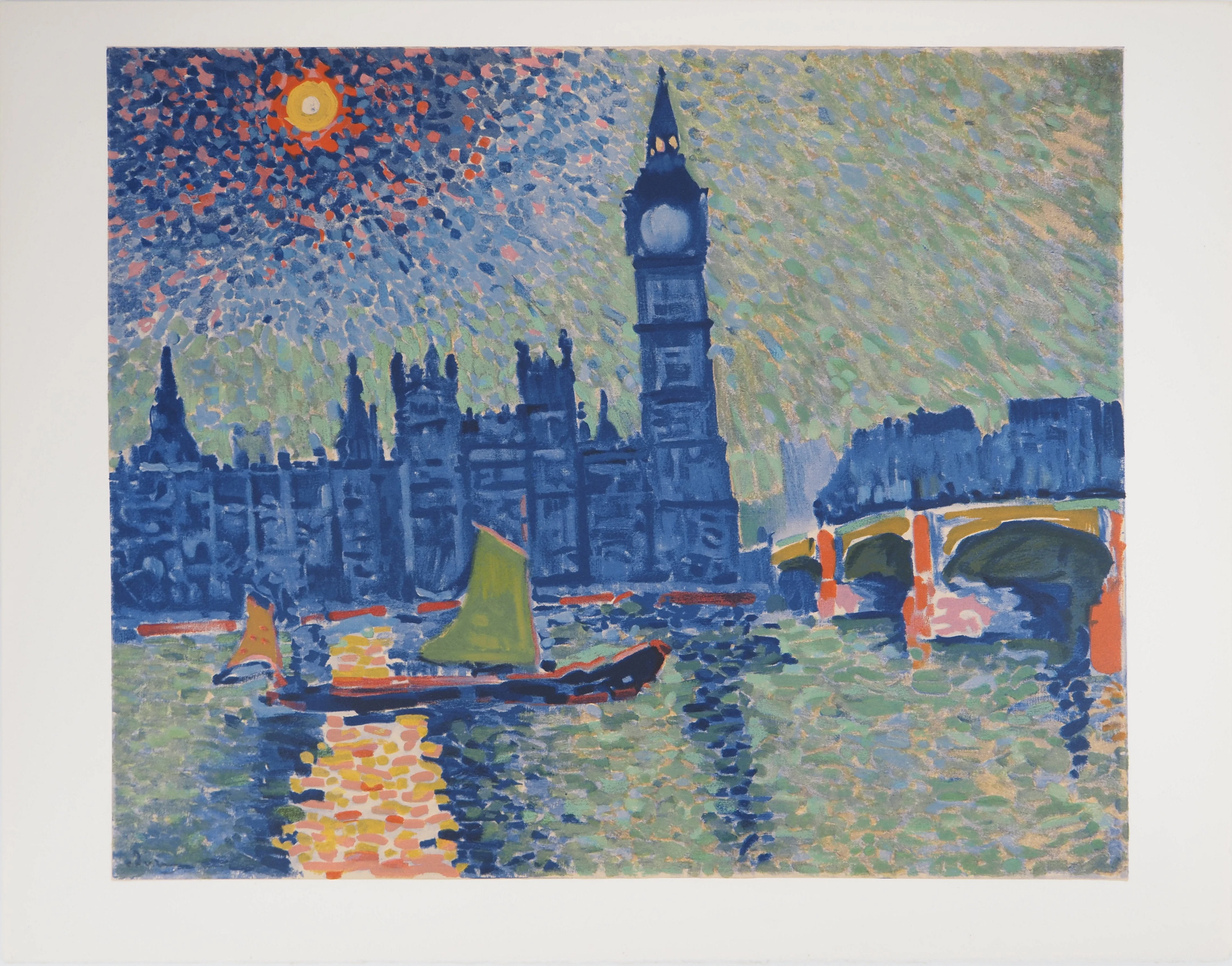 André DERAIN : Londres, La Tamise et Big Ben, Lithographie signée
