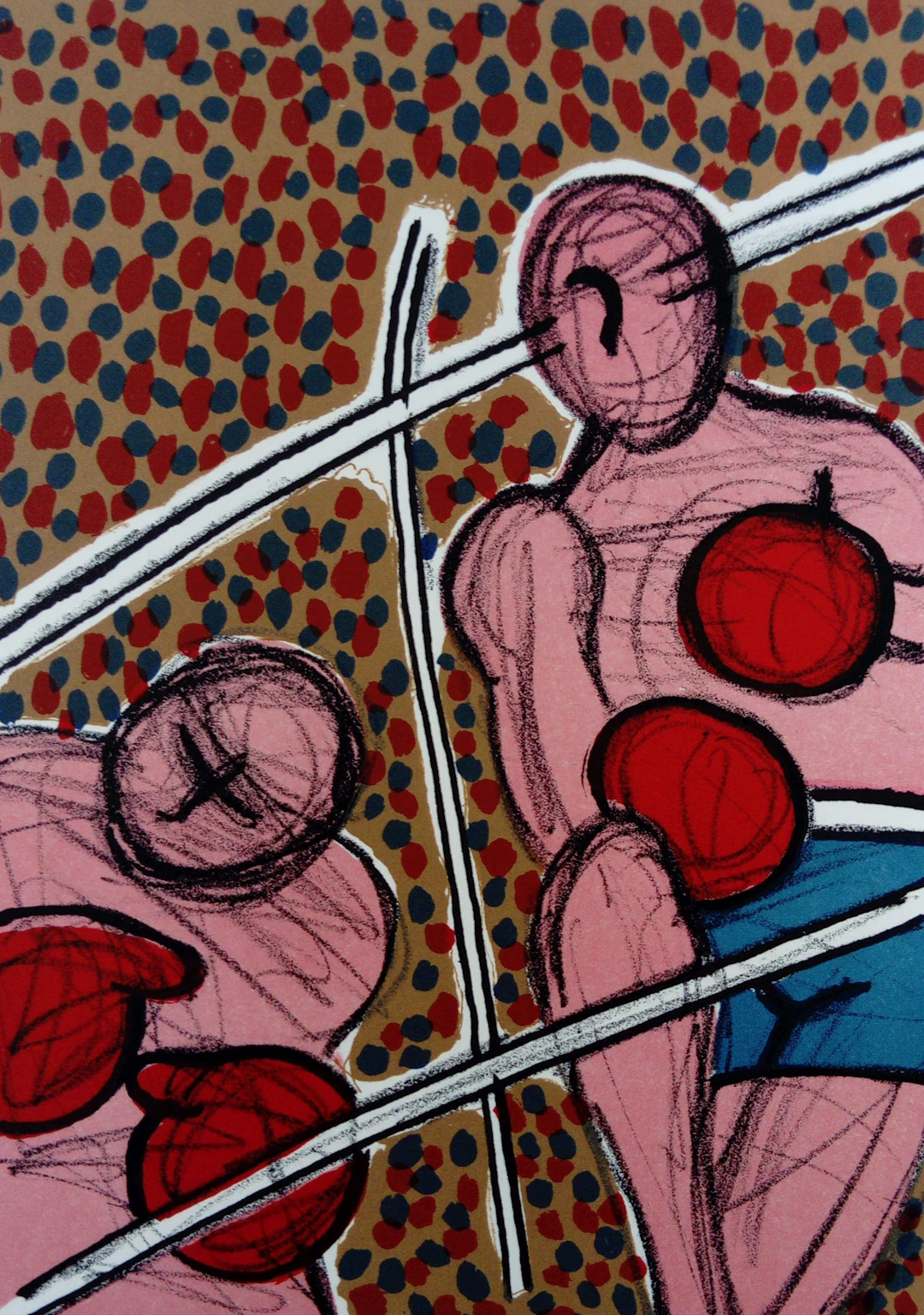 CORNEILLE - Boxeurs II, 1985 - Lithographe signée au crayon