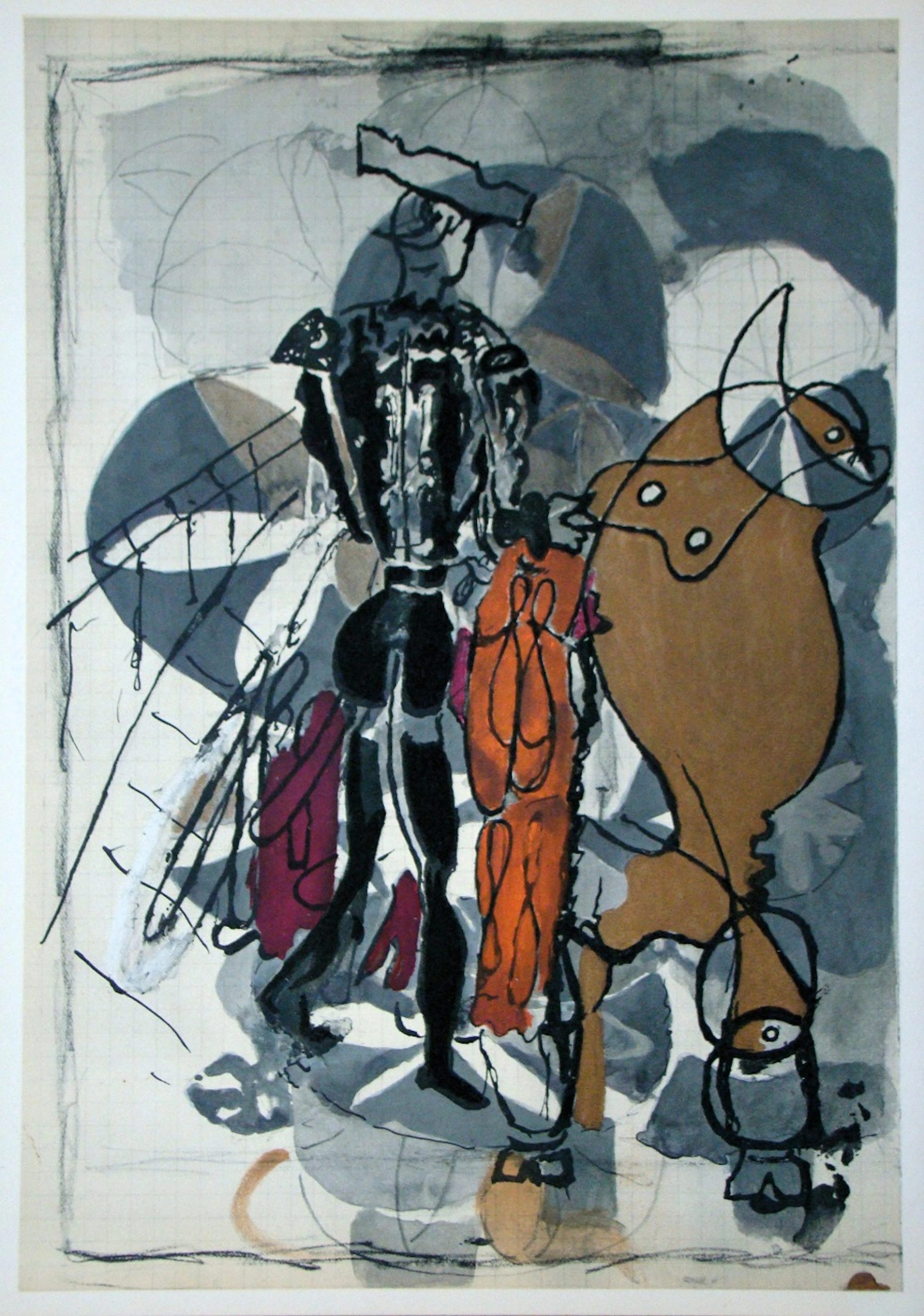Georges BRAQUE ( d'après ) - Le Torero noir, 1955 - Lithographie