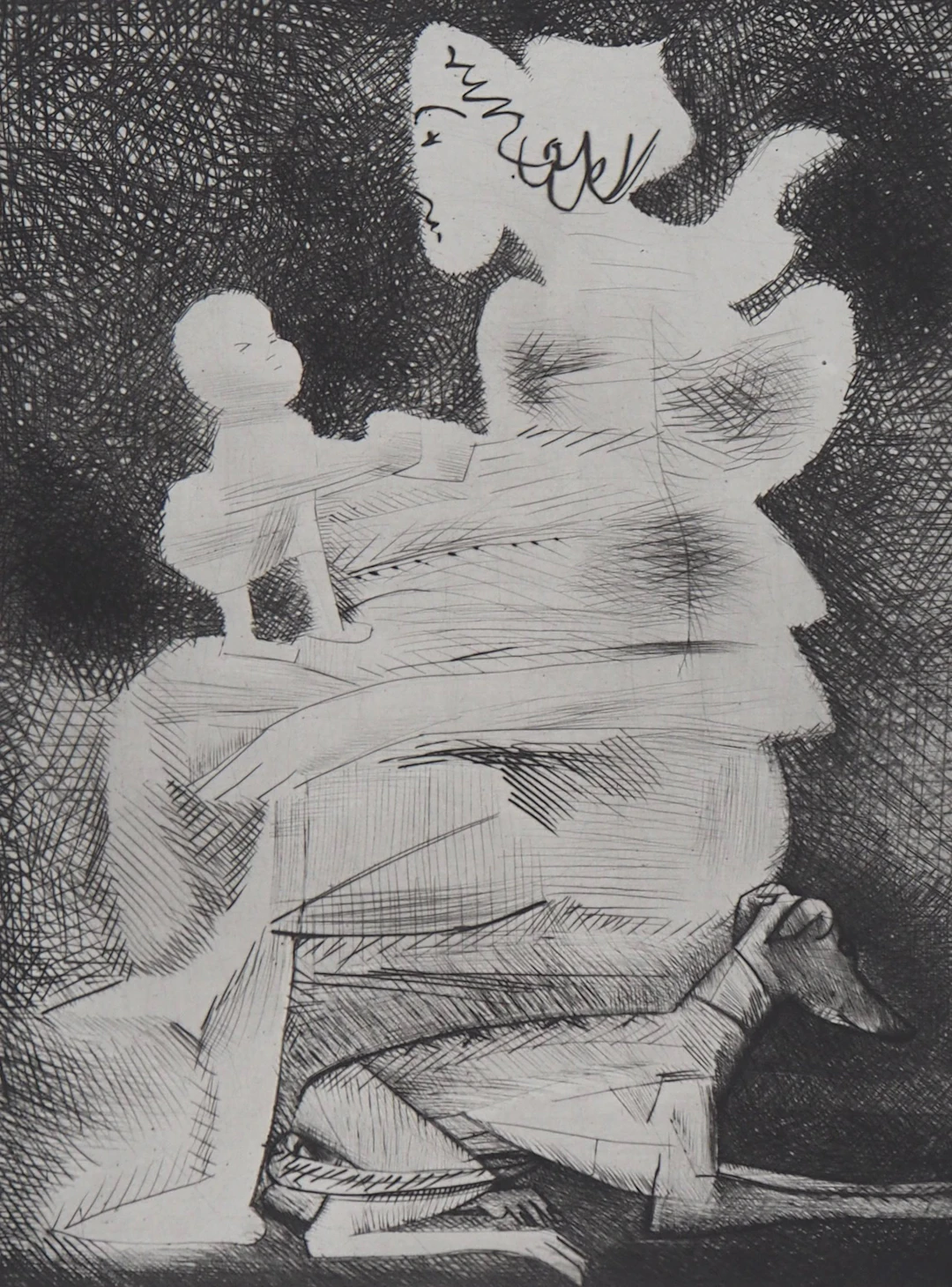 Javier VILATO : Femme et enfant - Gravure originale signée