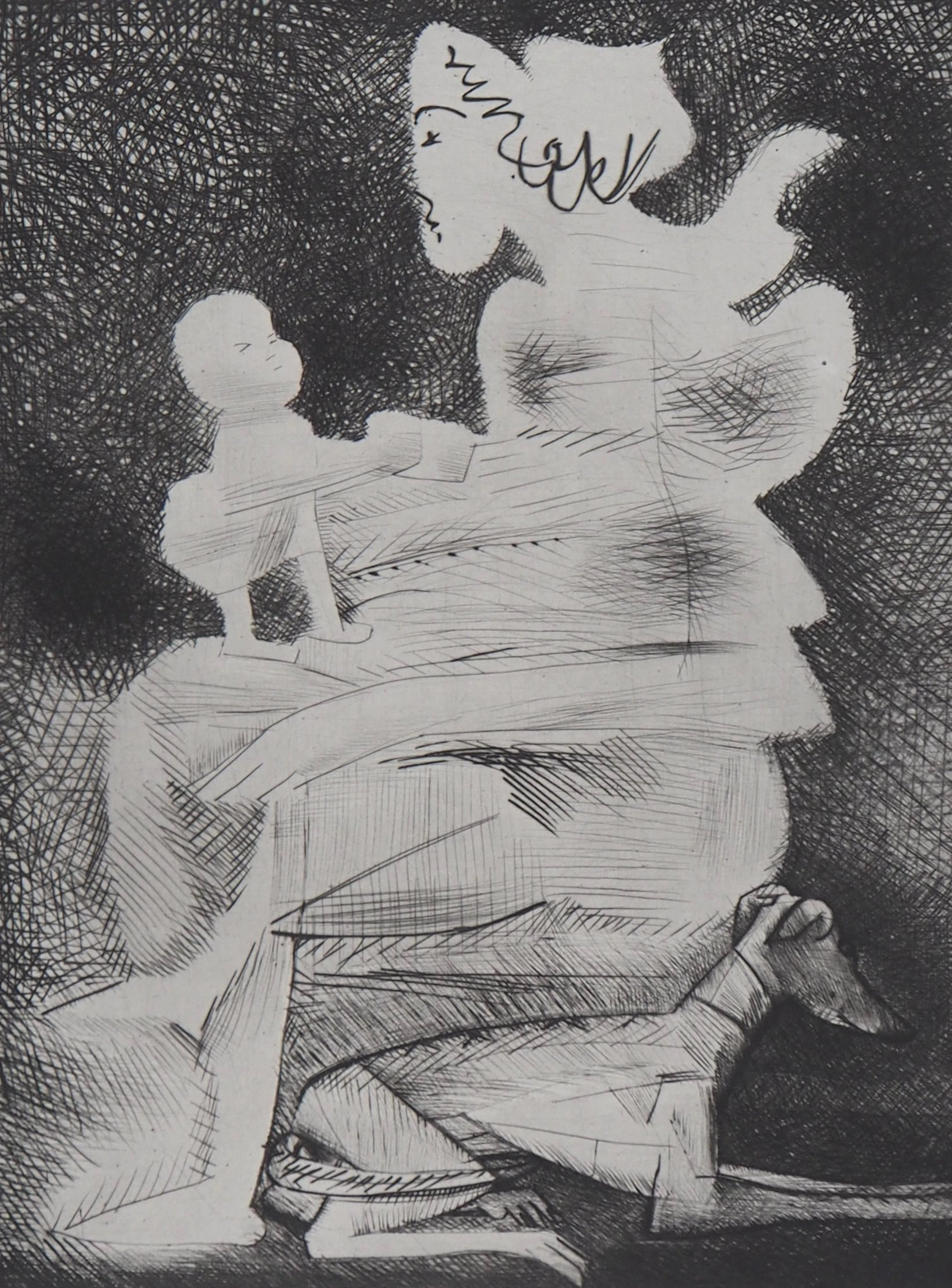 Javier VILATO : Femme et enfant - Gravure originale signée