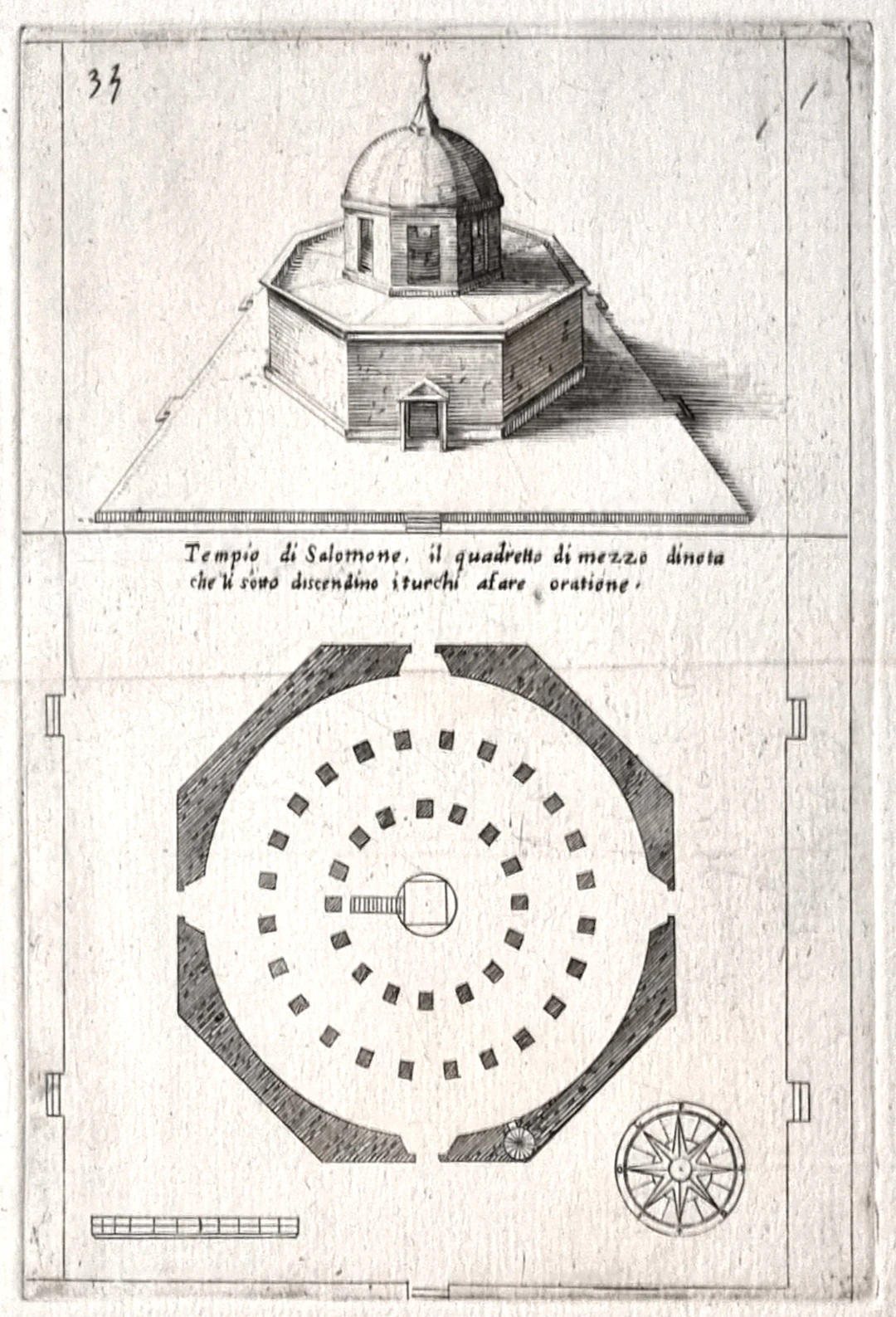 Jacques Callot (d’après), Le Temple de Salomon, gravure 1620