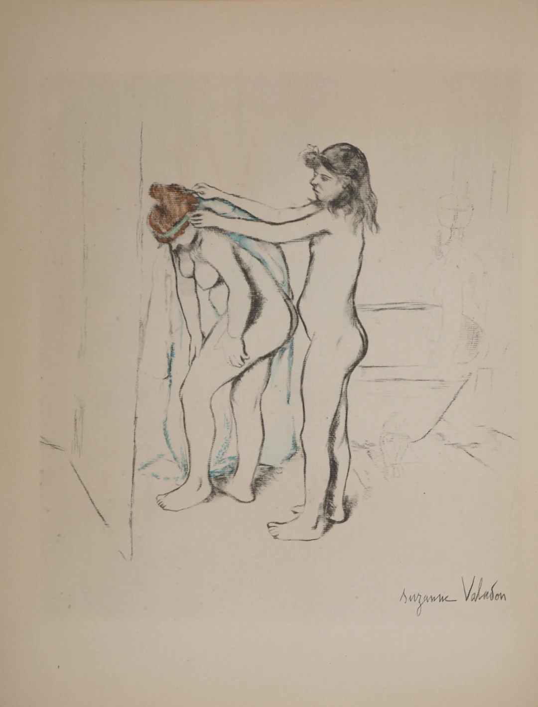 Suzanne VALADON : La toilette, Filles s’essuyant, Lithographie signée