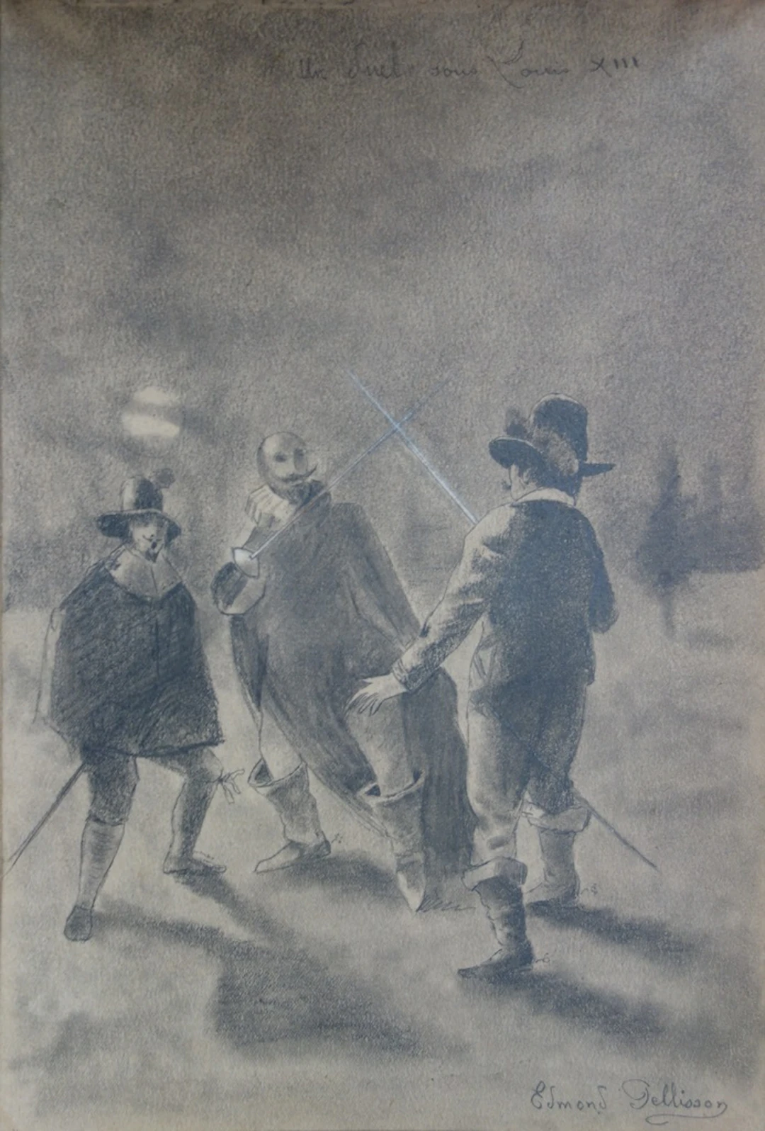Edmond PELLISSON : Un Duel sous Louis XIII - Dessin original signé - c. 1899