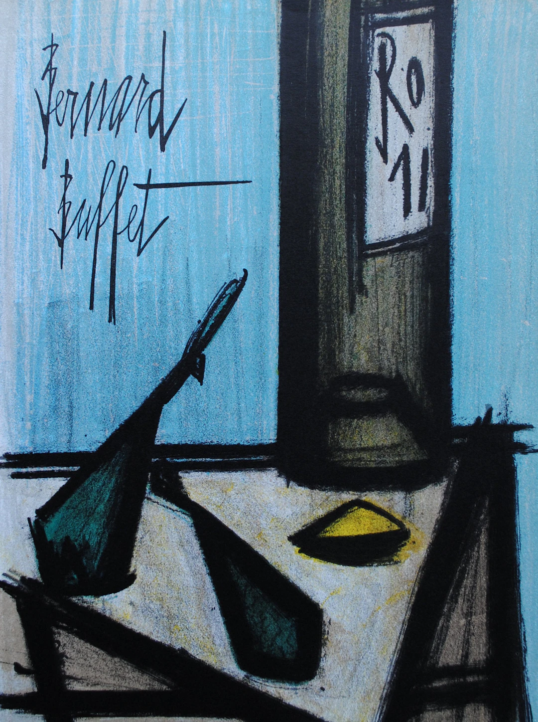 Bernard BUFFET : Nature morte à la bouteille, Lithographie originale