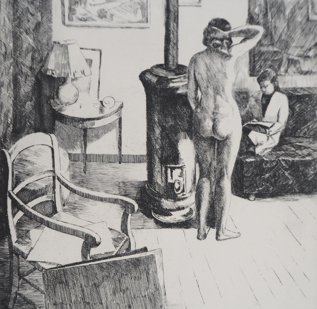 Eugène CORNEAU : Etude du ni féminin - Gravure Originale Signée, 1946