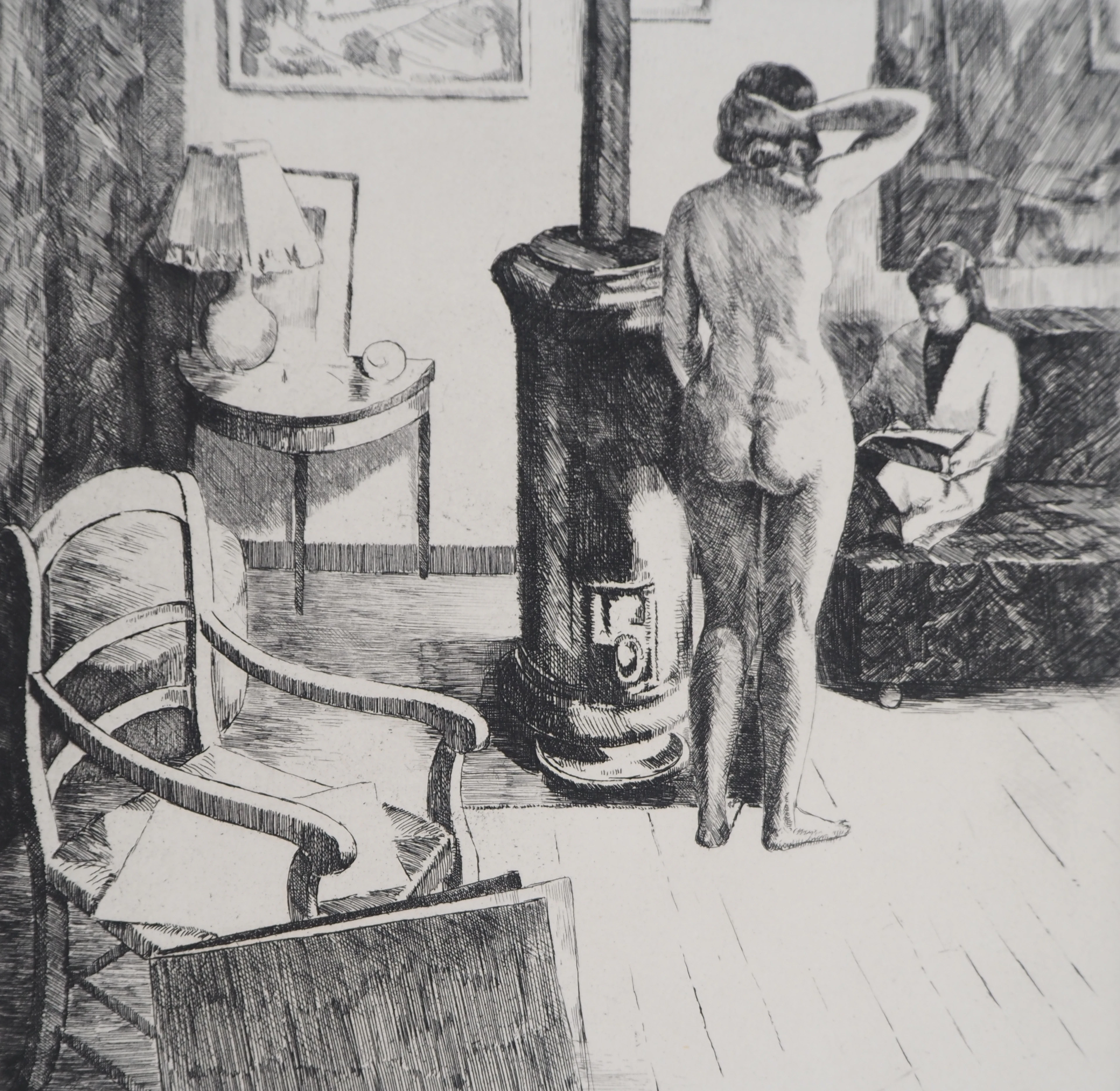 Eugène CORNEAU : Etude du ni féminin - Gravure Originale Signée, 1946