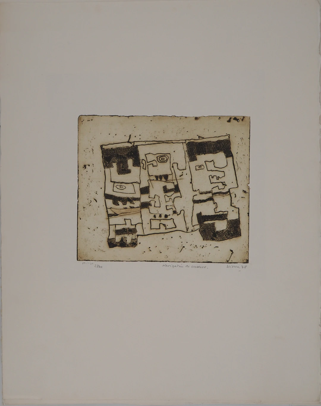 Jacques SOISSON : Navigation de conserve, Gravure originale signée