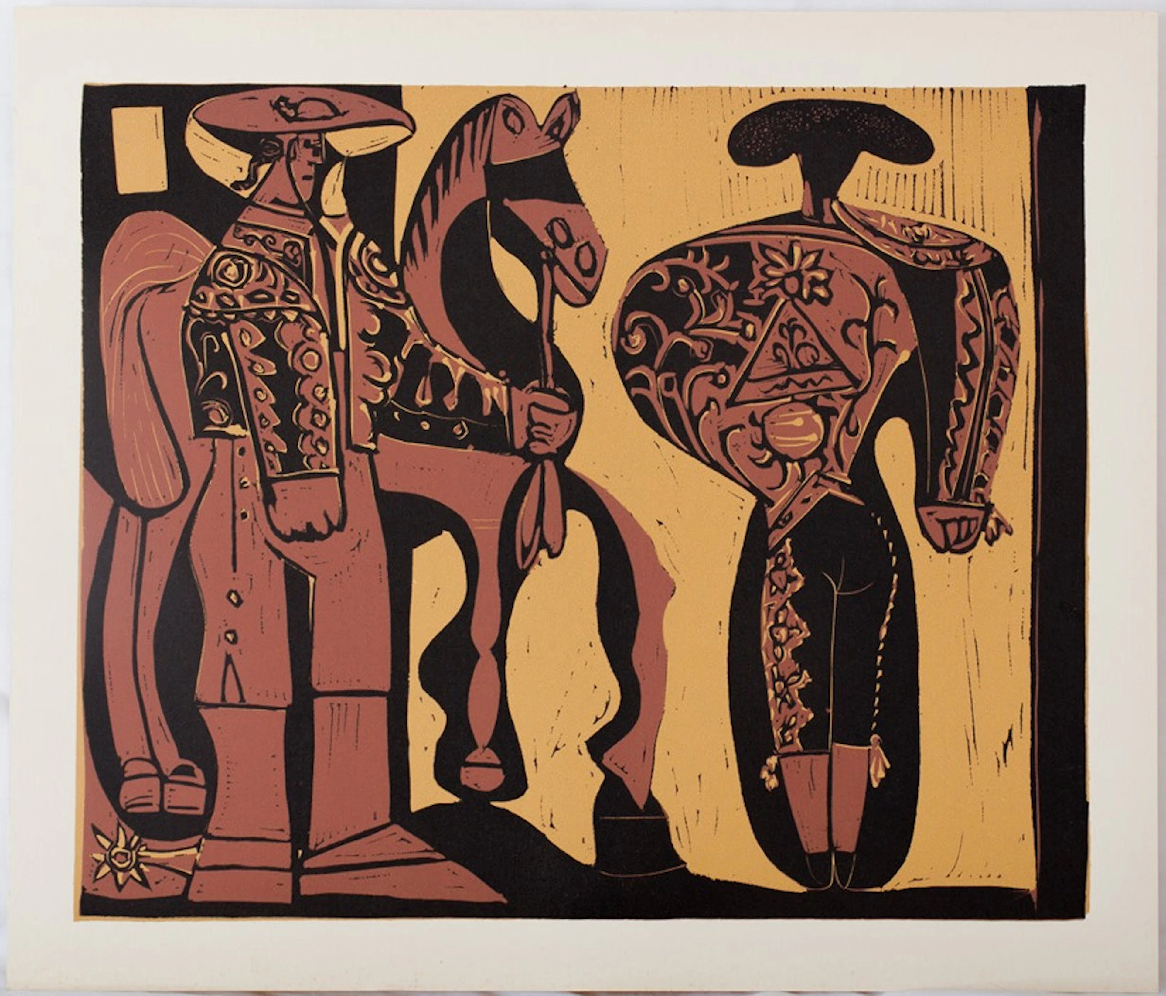 Pablo PICASSO : Picador et Torero, Linogravure