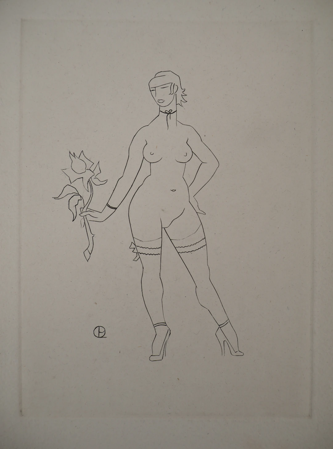 Charles PICART LE DOUX (1881-1959), Jeune femme à la rose - Gravure