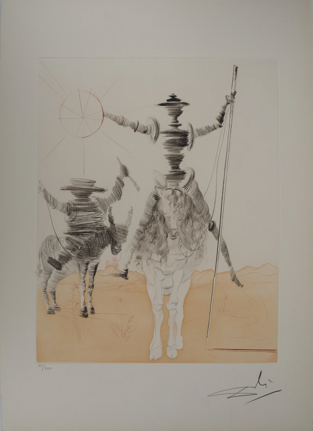 Salvador Dali : Don Quichotte et Sancho Panza - Gravure originale signée