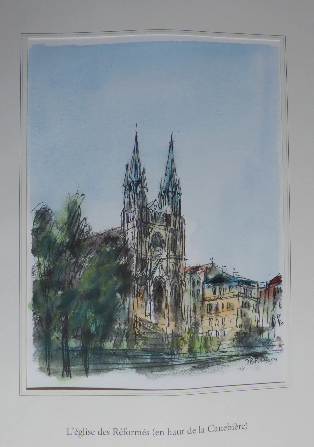 Jean Pierre REMON - L’Eglise des Réformés, 2010 - Aquarelle originale signée