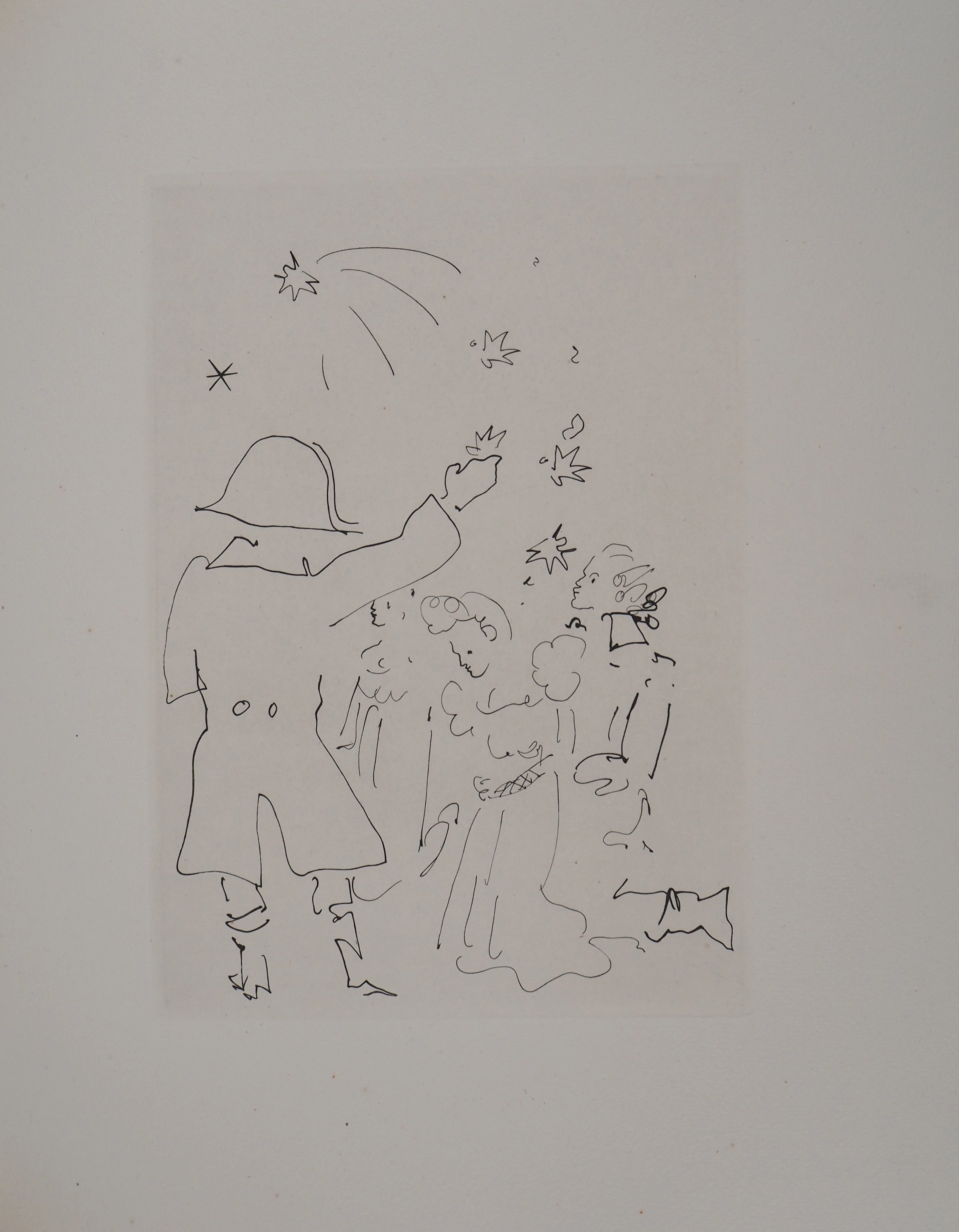 Jean COCTEAU : Le bal du comte d'Orgel, Le feu d'artifice, Gravure originale
