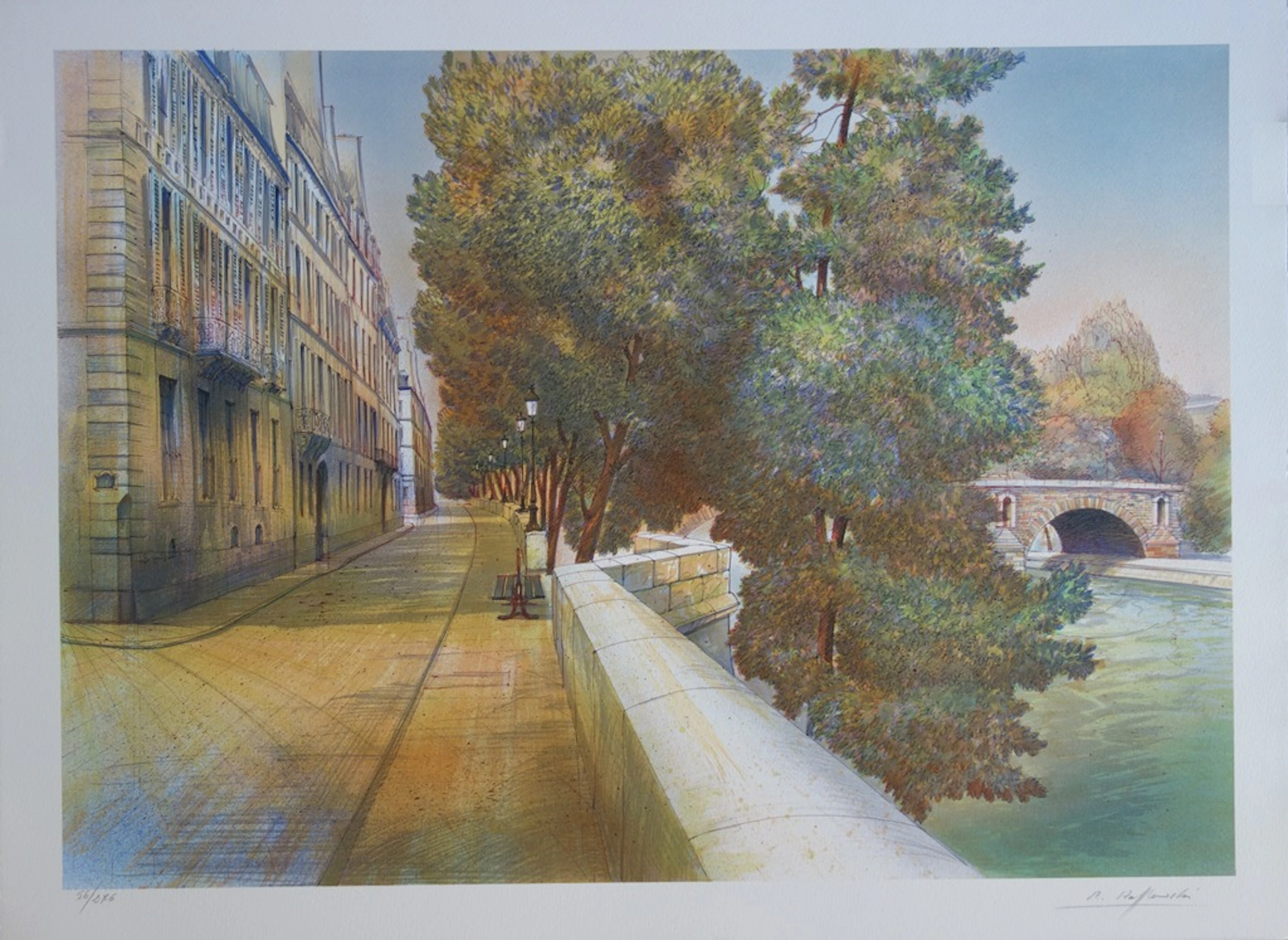 Rolf RAFFLEWSKI : Paris, Quai de Béthune - Lithographie originale signée