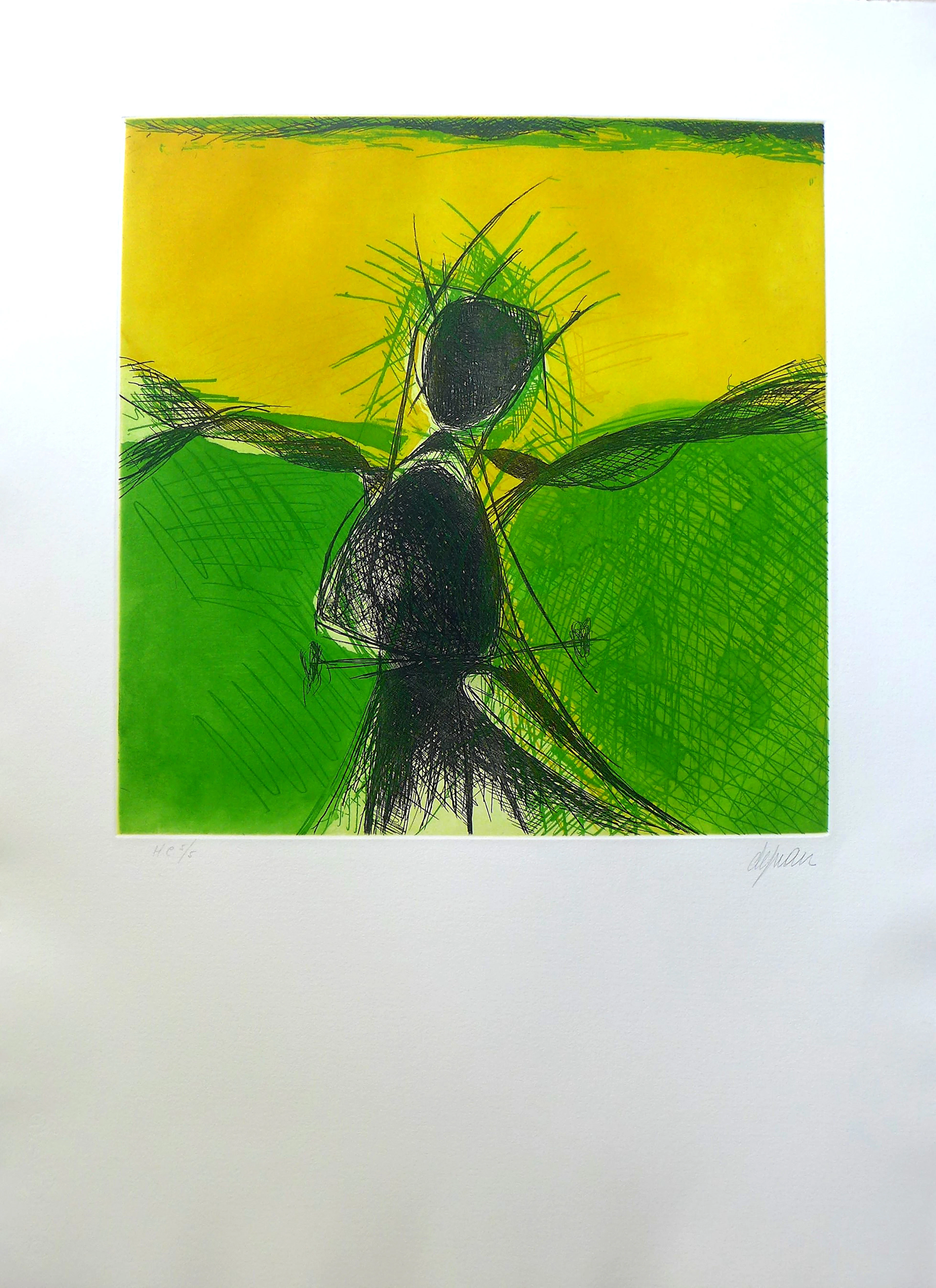 Ronaldo DE JUAN - Espantapajaros verde, 1983 - Gravure signée au crayon