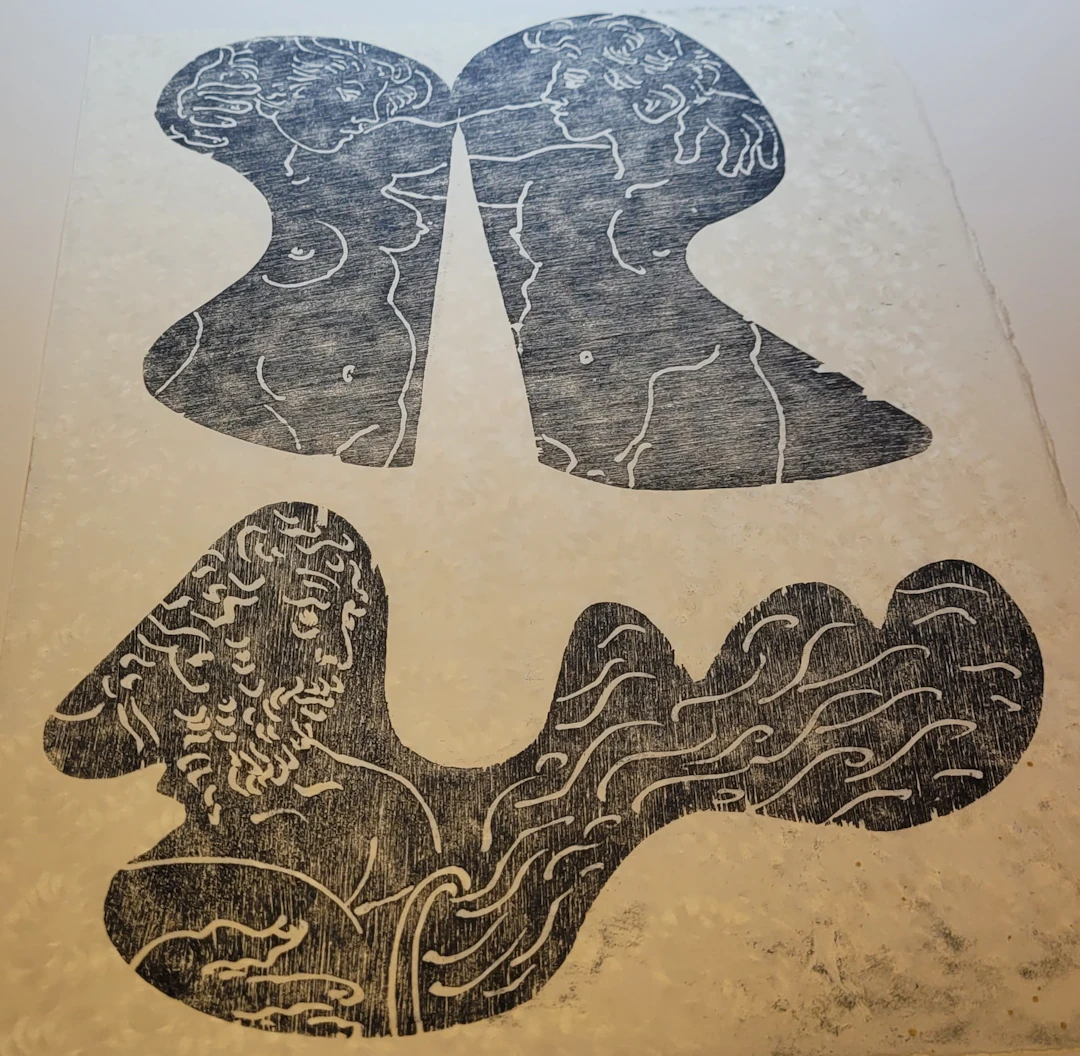 Hans ERNI - 2 signes du zodiaque 6,1970 - Bois gravé original