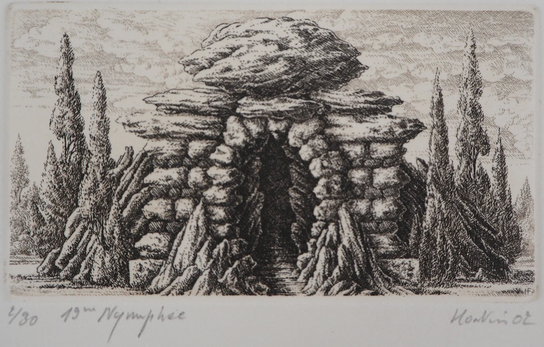 François HOUTIN : 19ème nymphée - Gravure Originale Signée