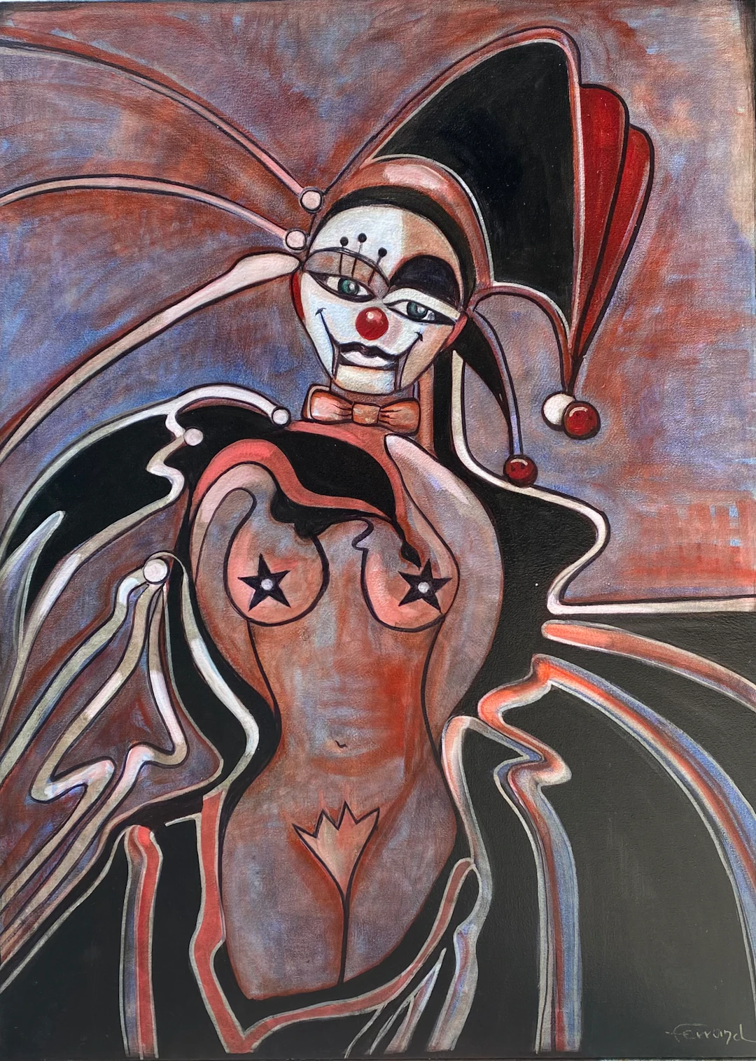 André Ferrand - La petite Clown - Technique mixte sur toile