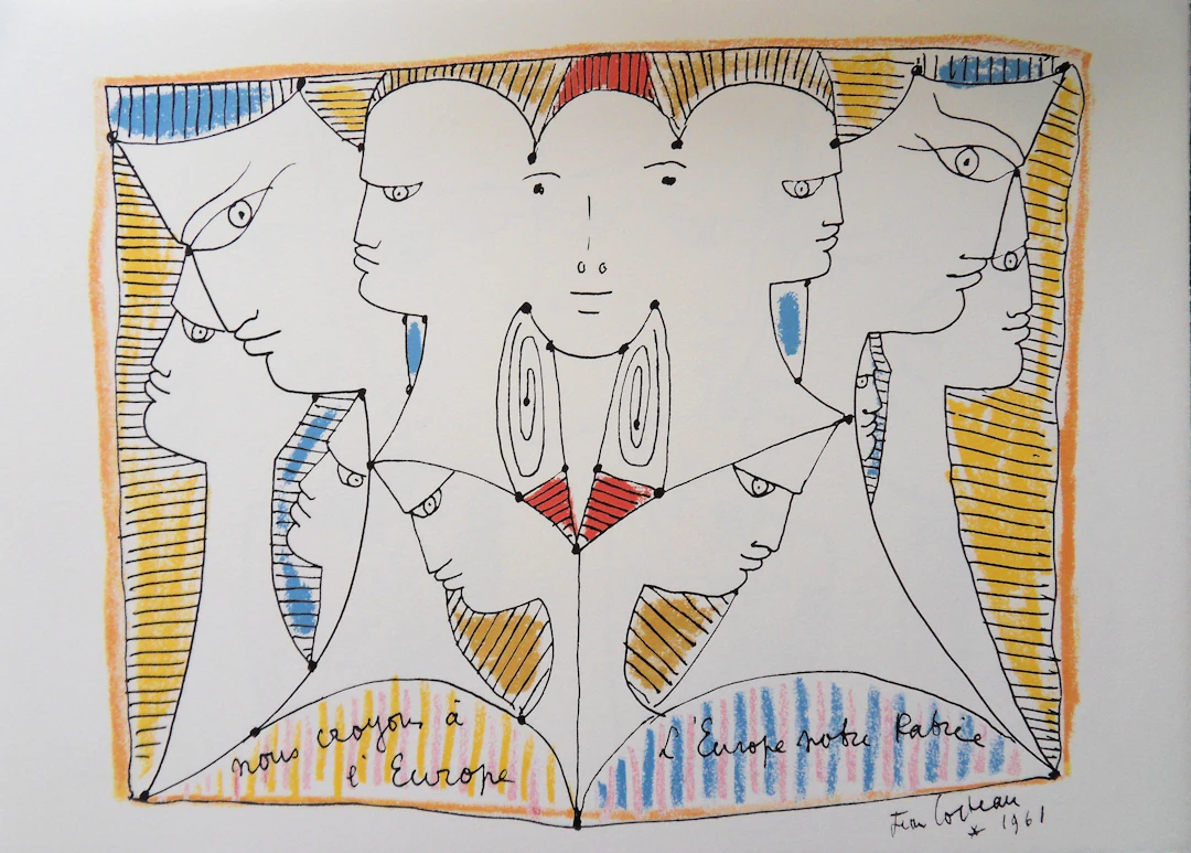 Jean COCTEAU (d’après) : Europe, le doute, Lithographie, 1961