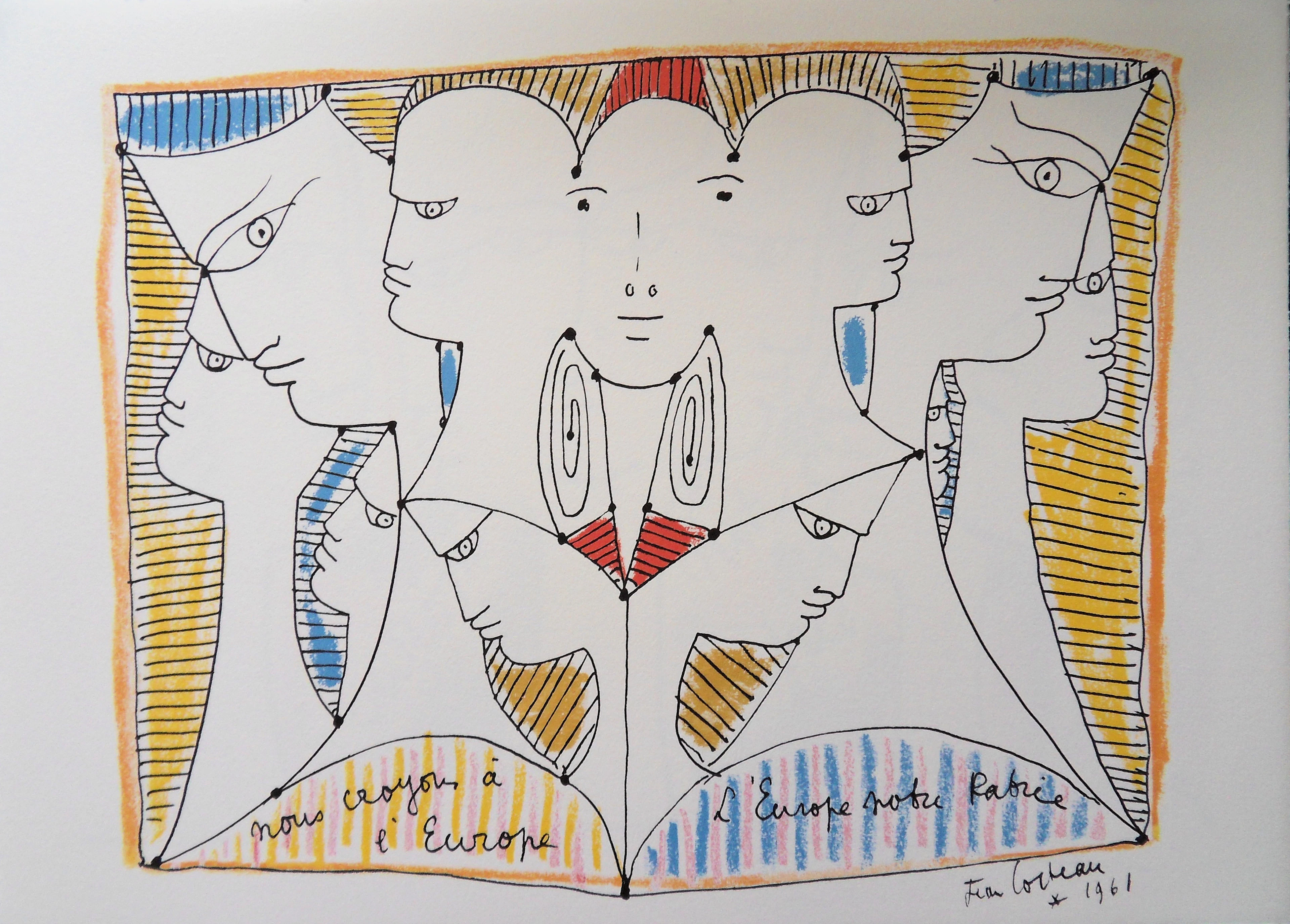 Jean COCTEAU (d’après) : Europe, le doute, Lithographie, 1961