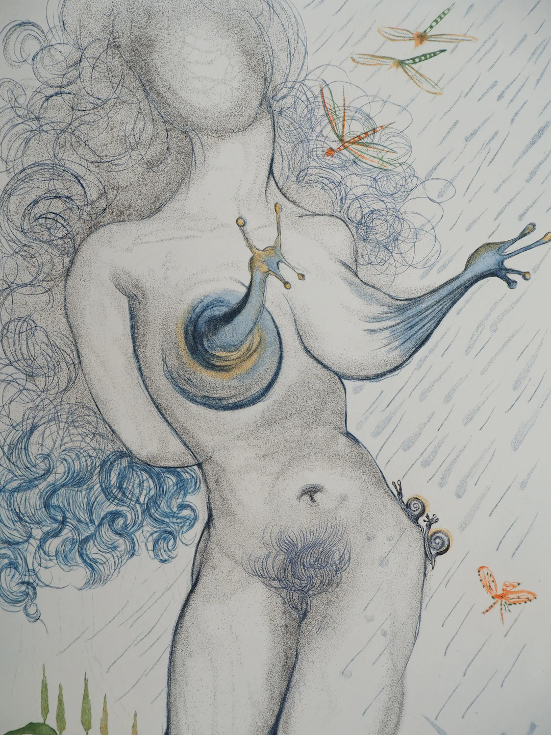 Salvador Dali : Casanova, Femme aux escargots, Gravure originale signée