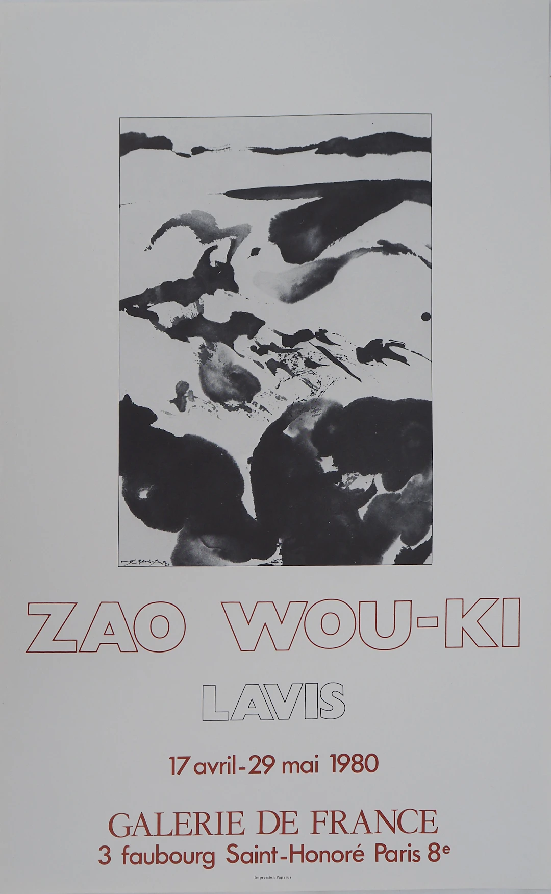 Zao WOU-KI : Neige sur les roches, Affiche originale d’époque signée