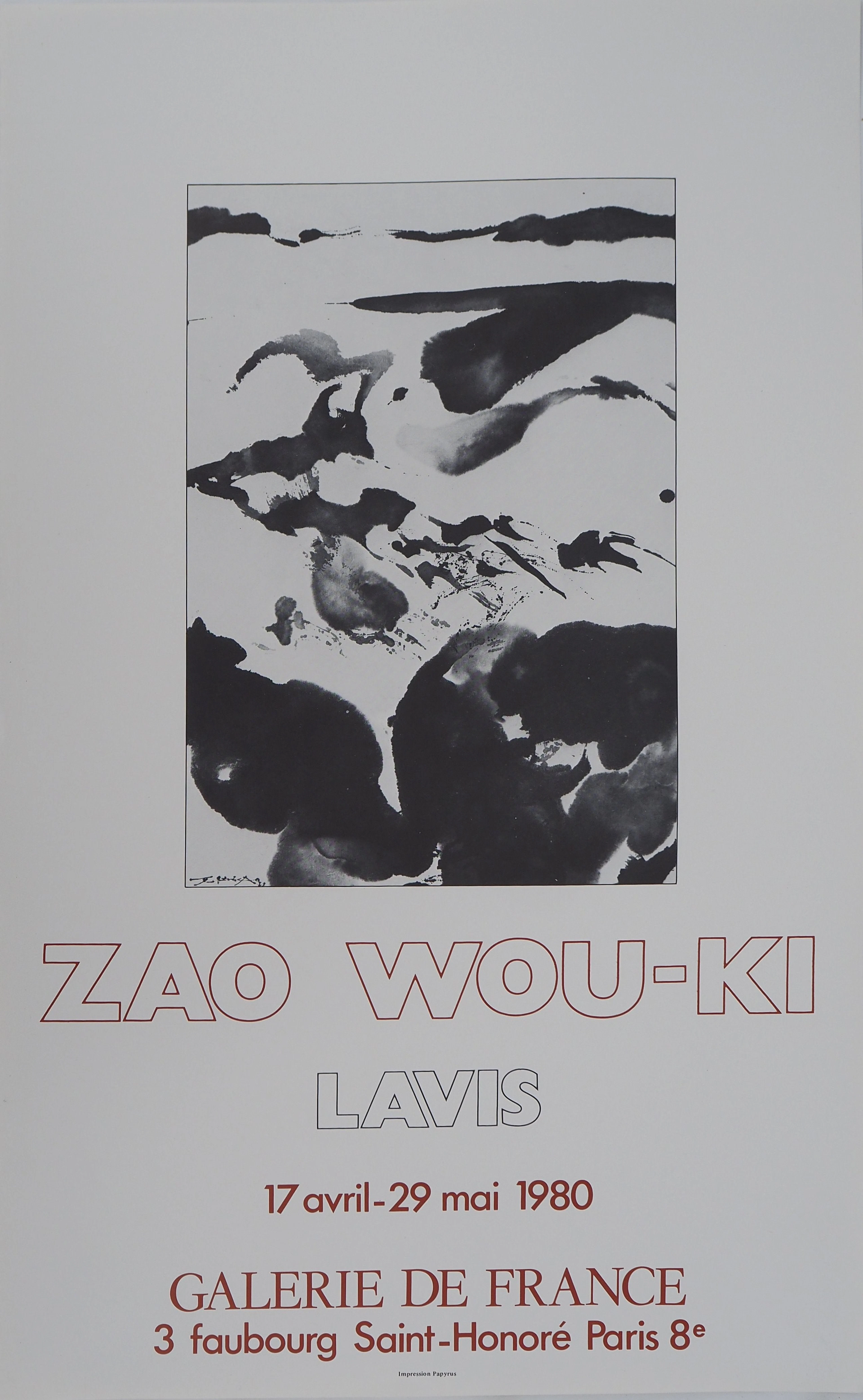 Zao WOU-KI : Neige sur les roches, Affiche originale d’époque signée