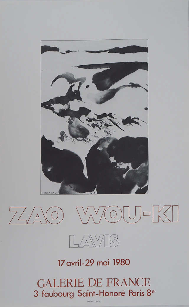 Zao WOU-KI : Neige sur les roches, Affiche originale d’époque signée
